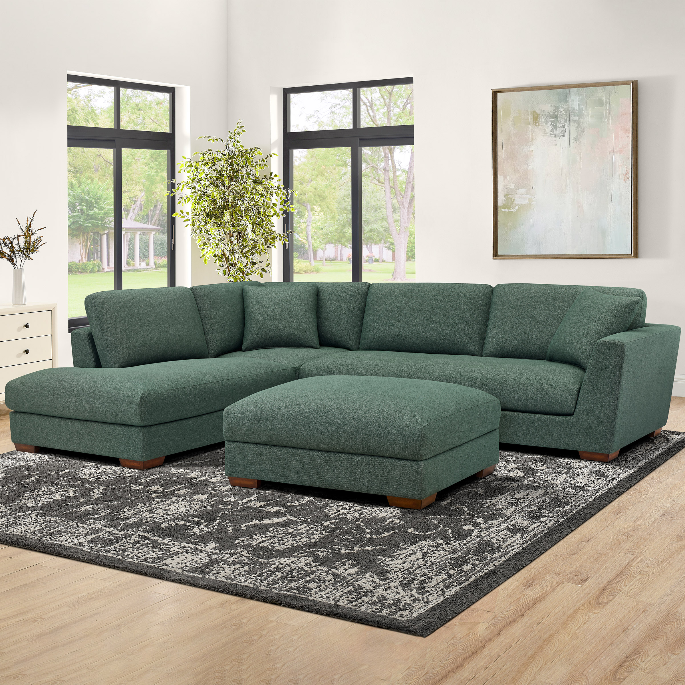 Henredon Larkin House 2-piece Left-hand Facing Fabric Sectional with Storage Ottoman