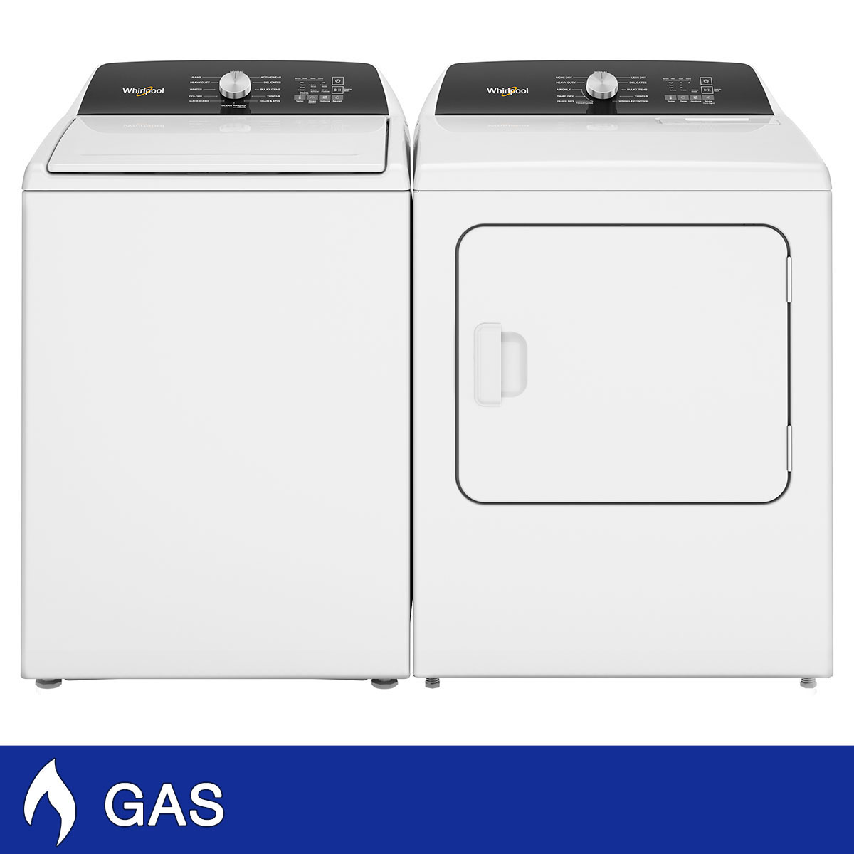 Whirlpool 4.6 cu. ft. Top Load Impeller Washer and 7.0 cu. ft. GAS