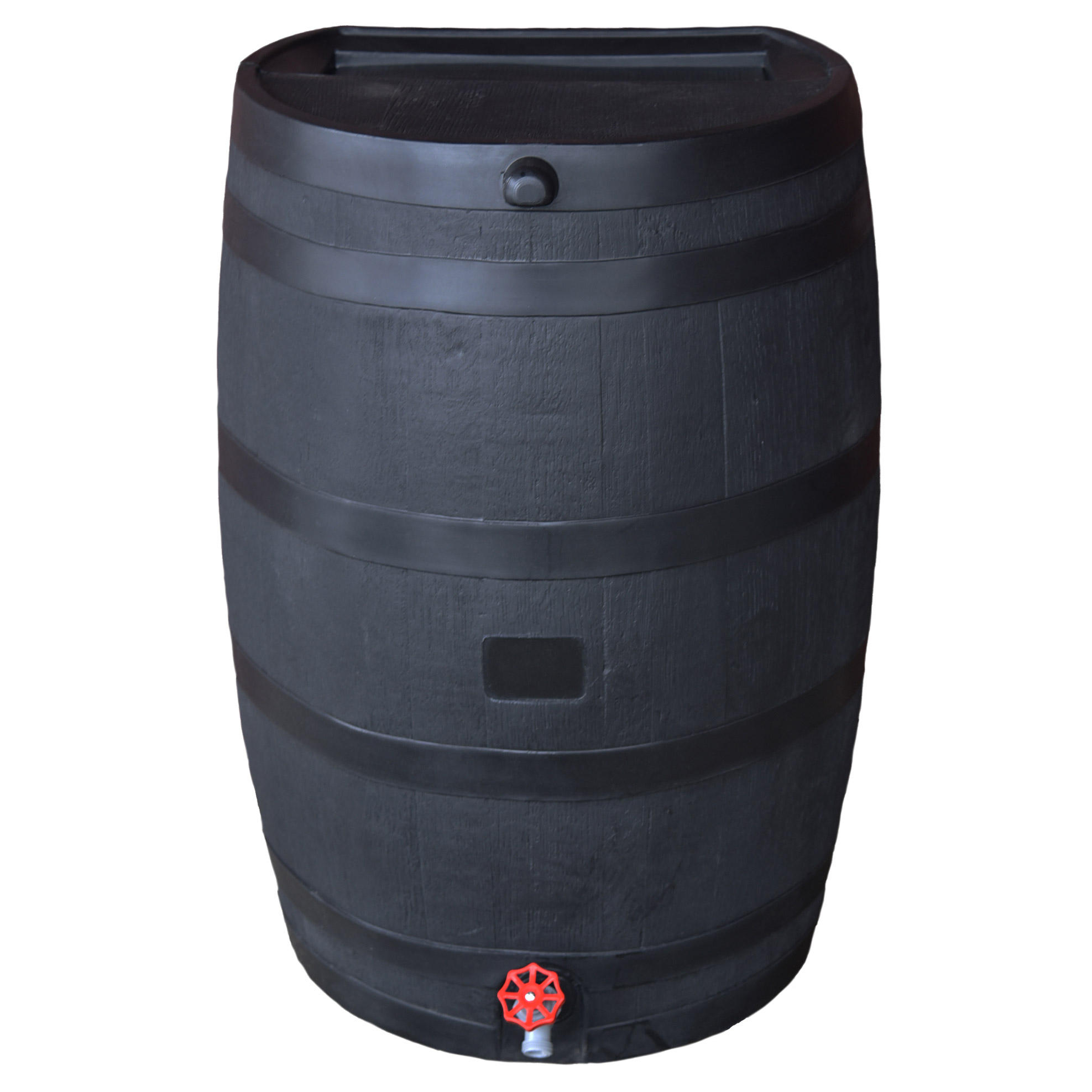 RTS Home Accents 50 Gallon Flat Back Eco Rain Barrel, Black Color