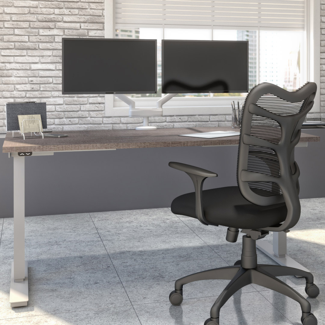Bestar Upstand 76.2 cm x 152.4 cm (30 in. x 60 in.) Height Adjustable Desk with Dual Monitor Arm