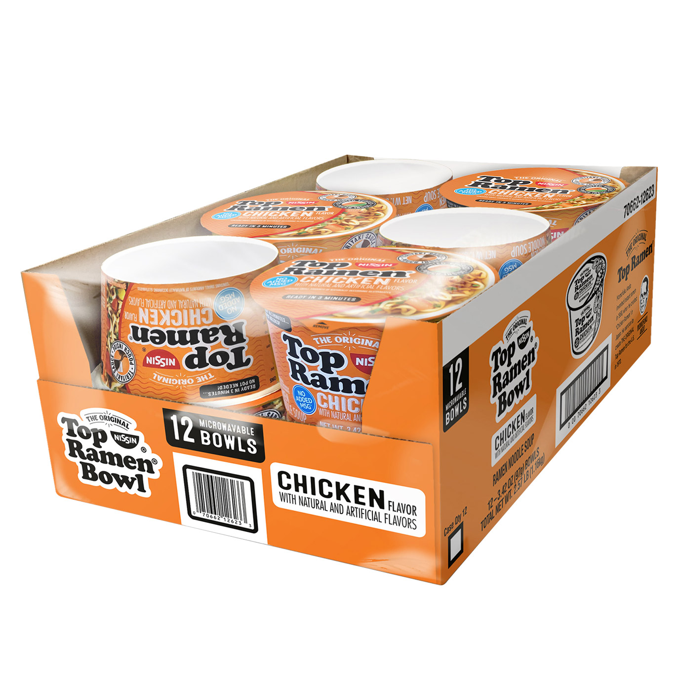 Nissin Top Ramen Bowl, Chicken, 3.42 oz, 12-count | Costco