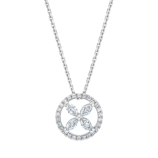14KT WHITE GOLD VS2 I 0.52CTW MARQUISE AND ROUND DIAMOND NECKLACE