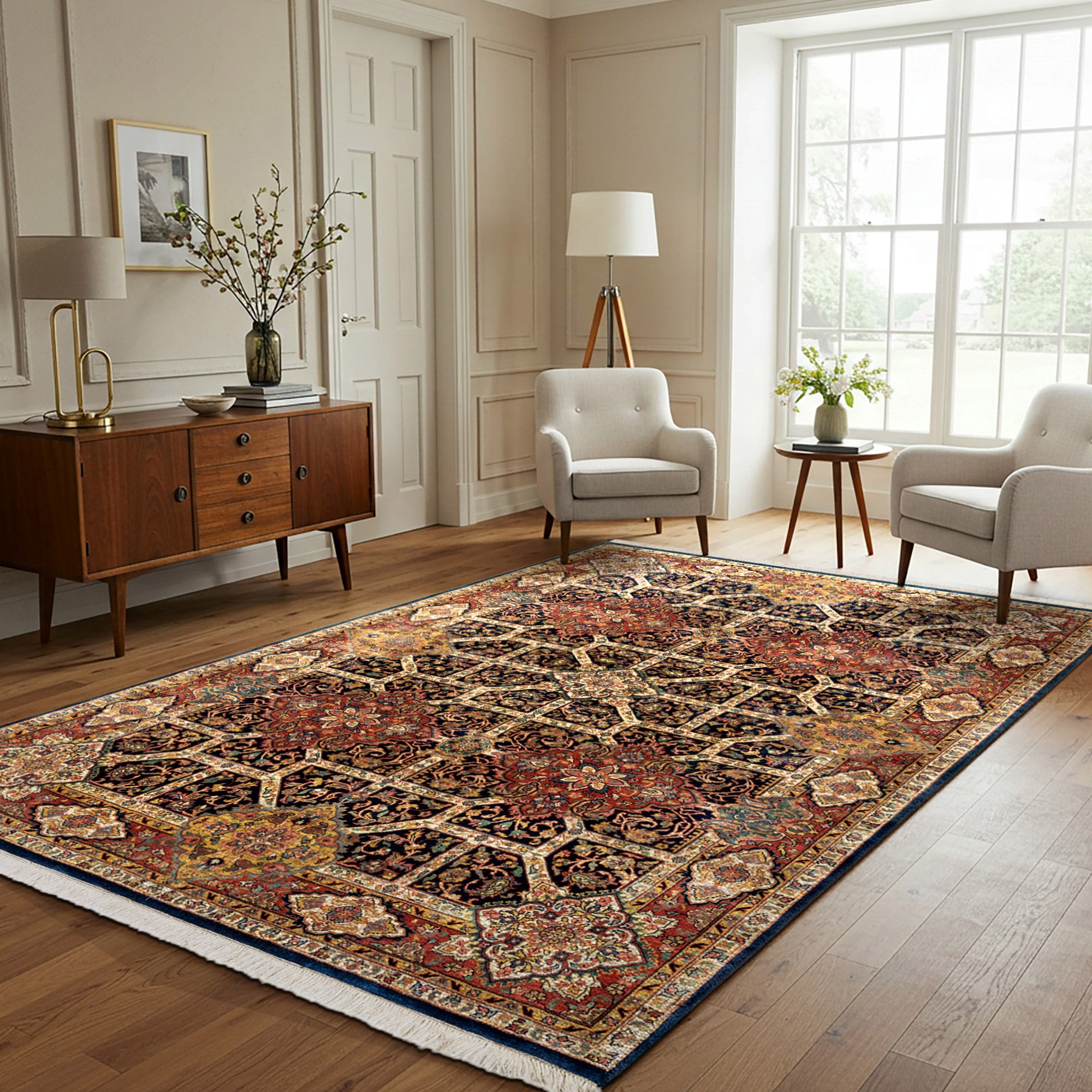 CreativeDrugStore × verdy rugmat ラグマット Montacute Hand Knotted Rug Collection, Kirman Dark Blue | Costco