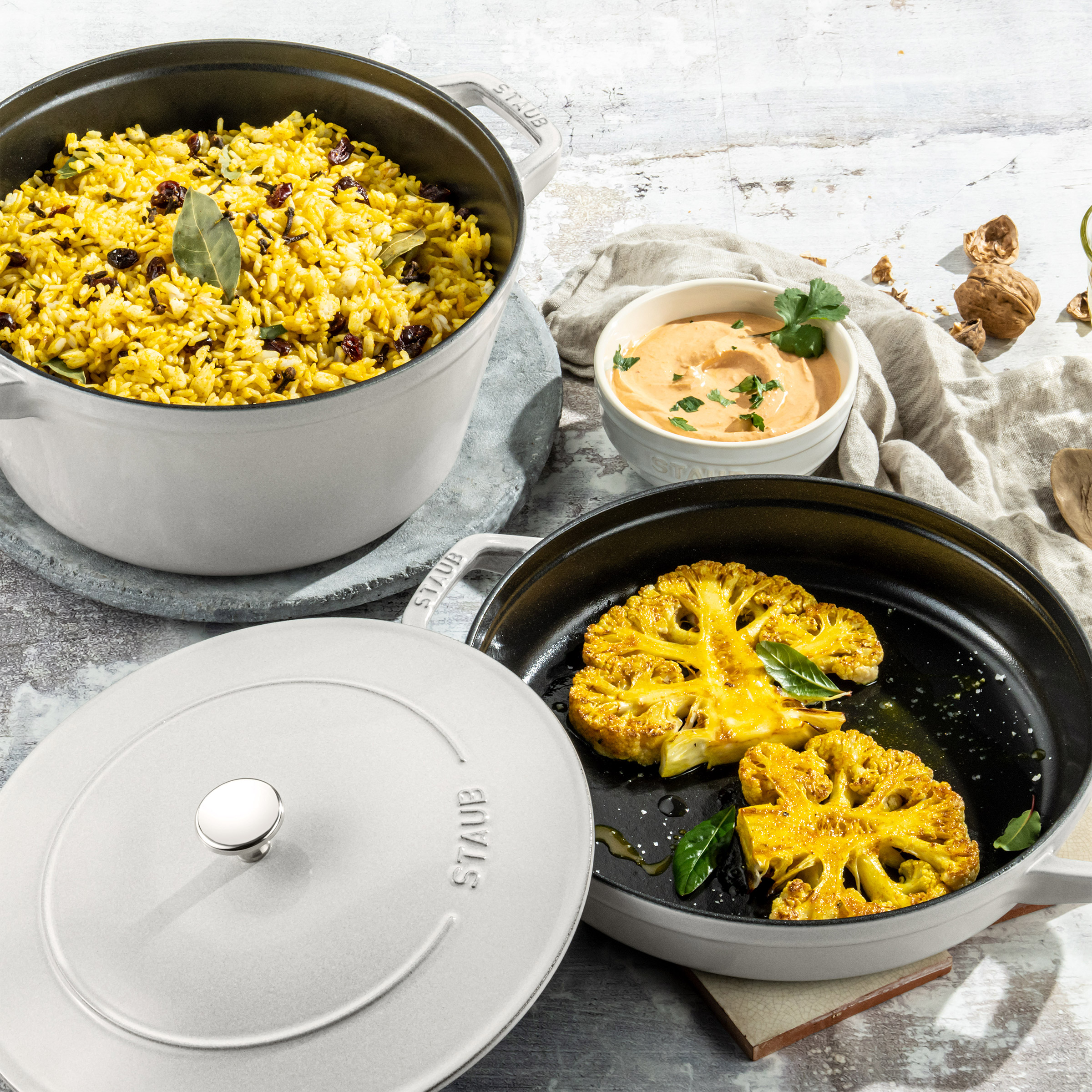 STAUB Stackable Cast Iron Dutch Oven Set, Small, 3-piece | Costco