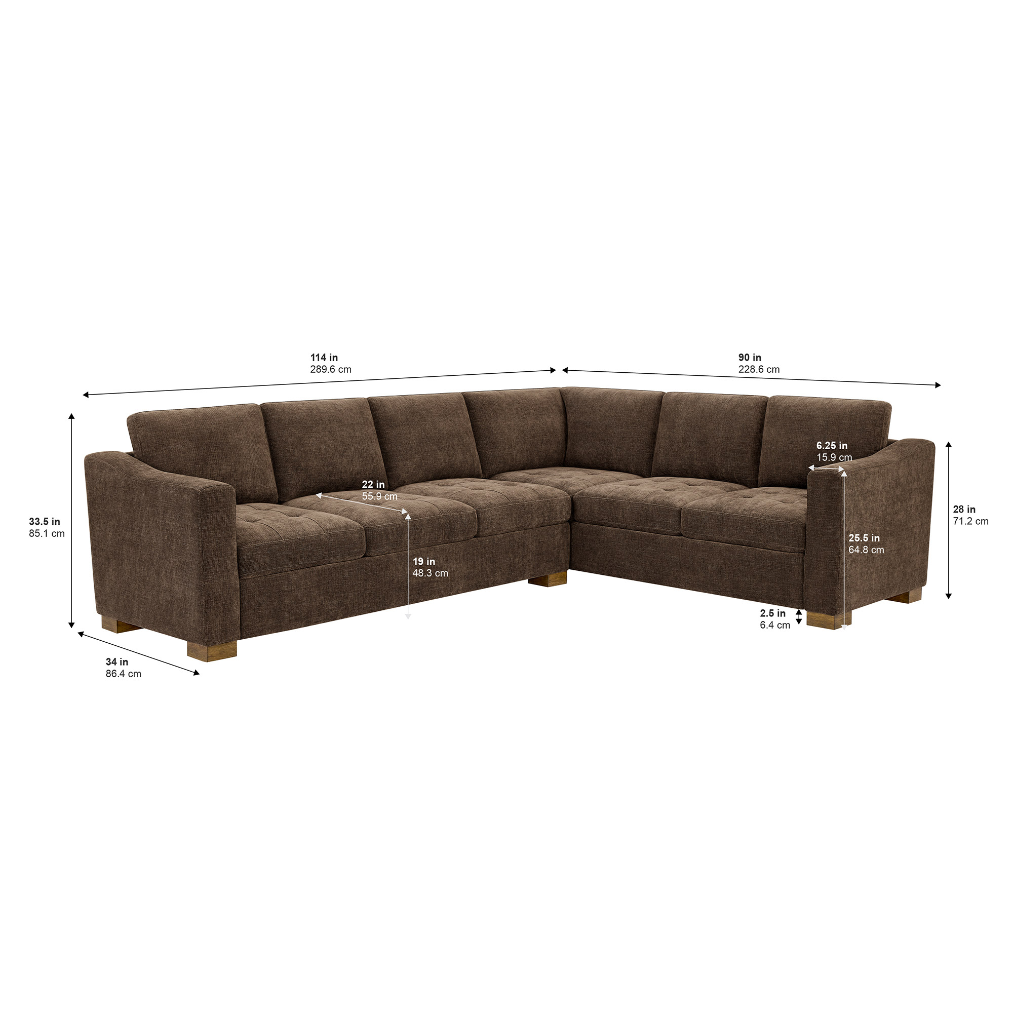 Thomasville Ellsford 2-piece Fabric Sectional, Brown | Costco
