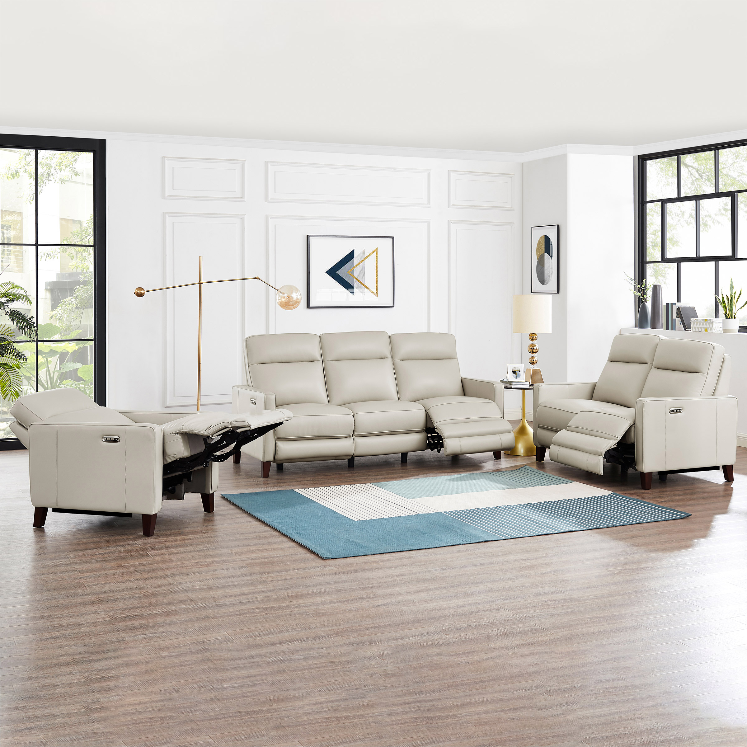 Prospera Home Matthews Top-grain Leather Zero Gravity Power Reclining Sofa, Loveseat and Chair