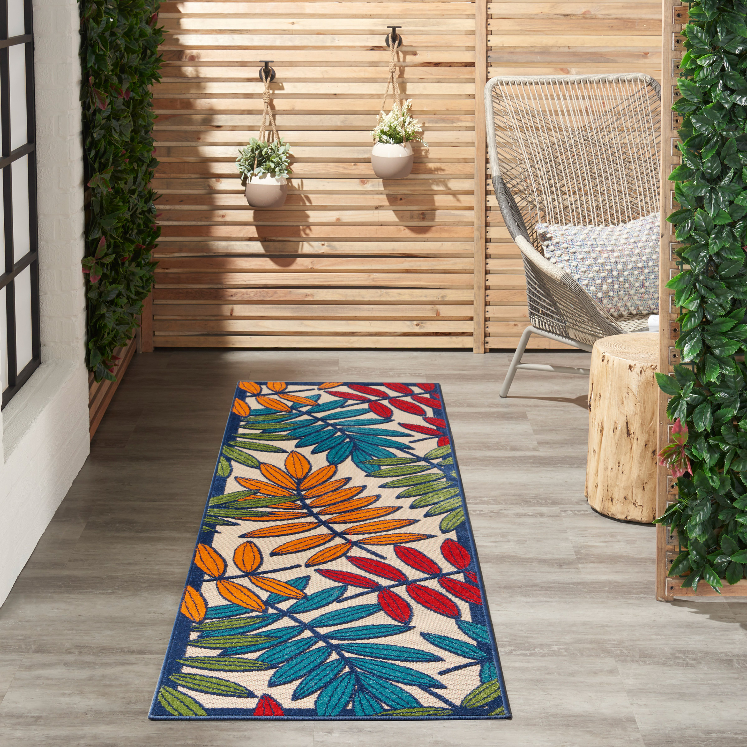 Nourison Veranda Indoor/Outdoor Runner Rug, Rainforest, 2'3” x 8