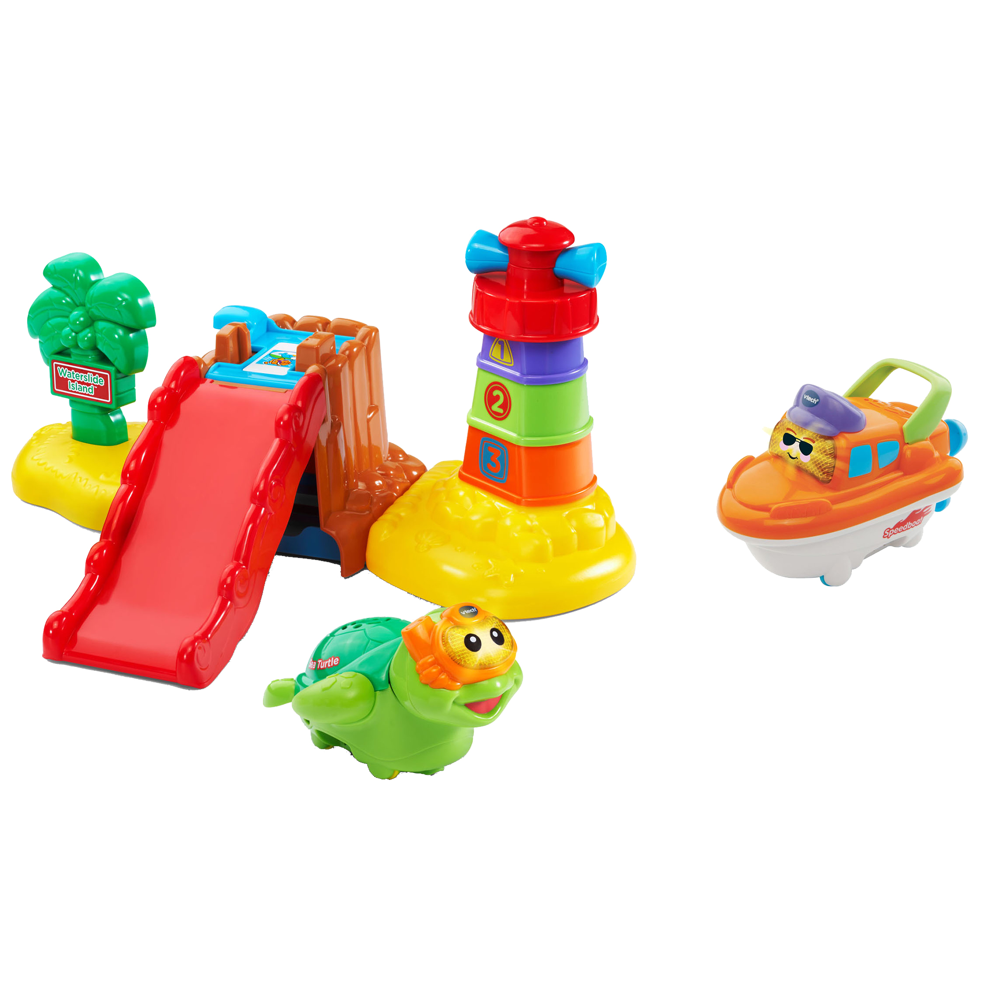 VTech Go! Go! Smart Seas Waterslide Island Playset PLUS Speedboat