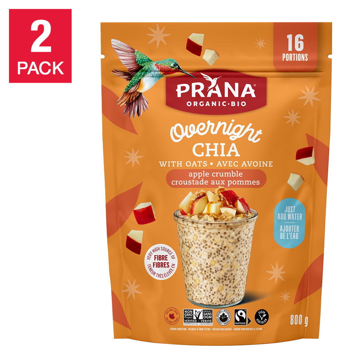 Prana Overnight Chia Oats, 2 × 800 g | Costco