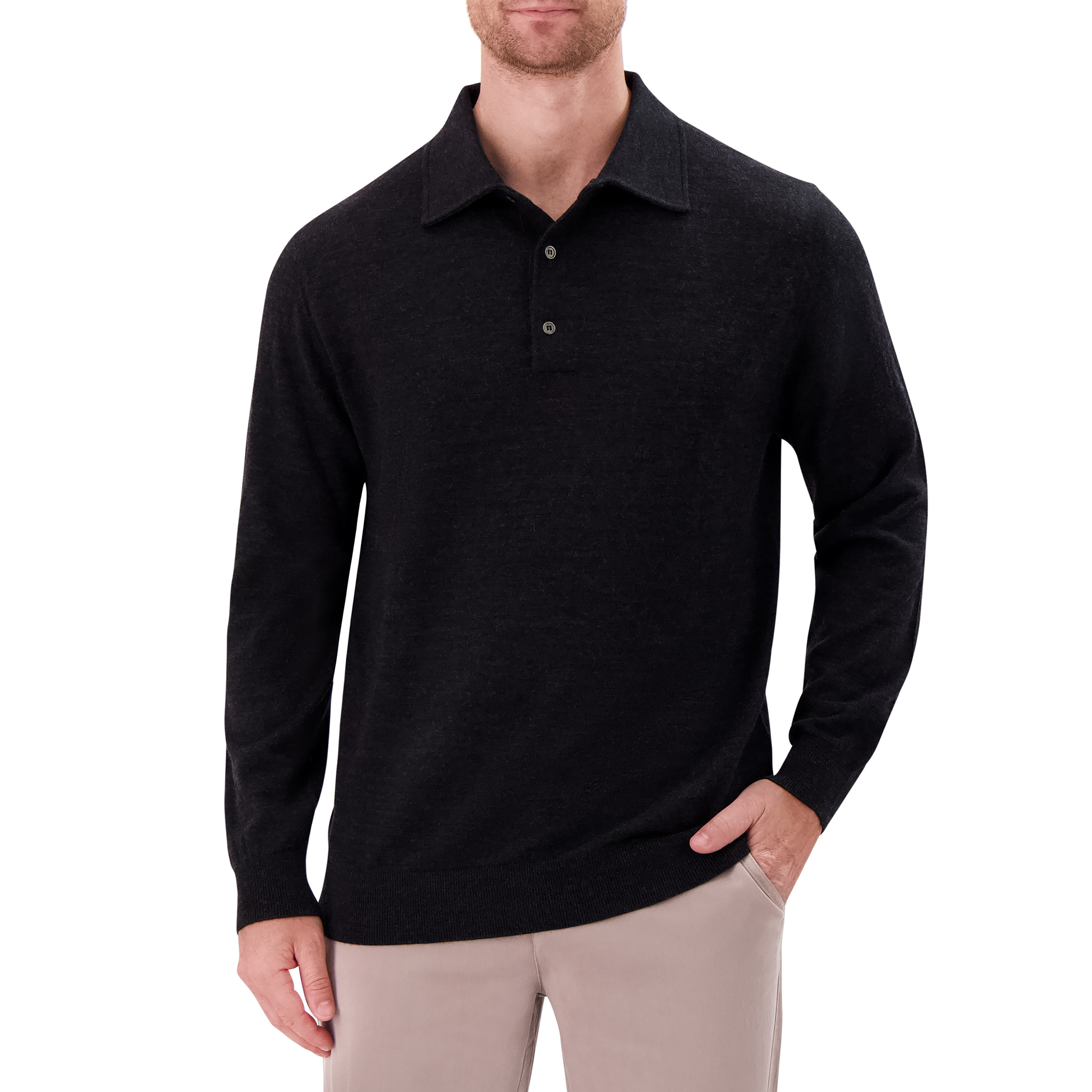 Modern English Men's Long Sleeve Merino Wool Polo Sweater