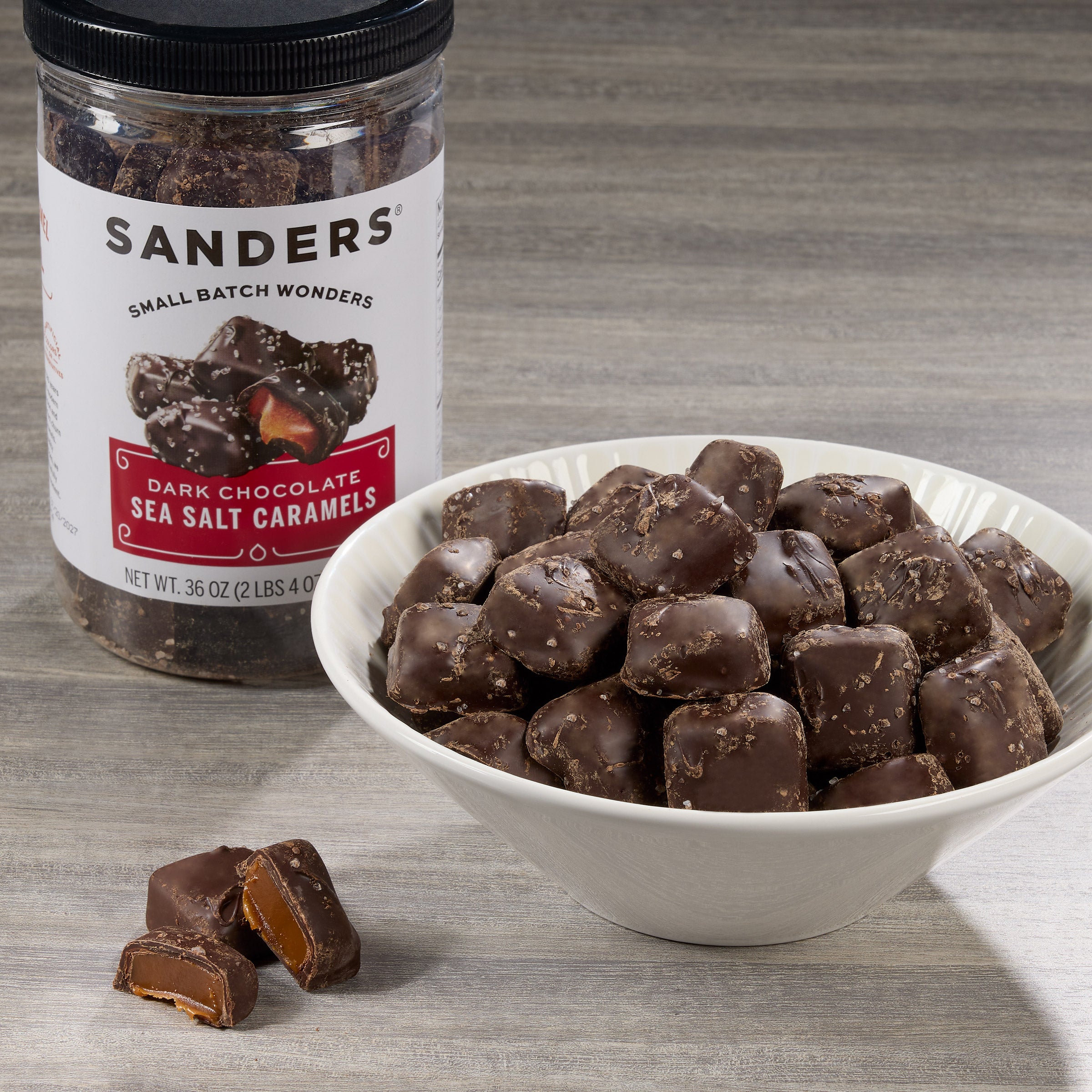 チョコレートフィッシュ5.3シモンズ Sanders Dark Chocolate Sea Salt Caramels 36 oz., 2-pack | Costco