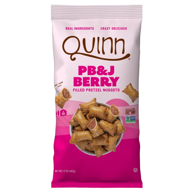QUINN PEANUT BUTTER & JELLY FILLED PRETZELS 17 OUNCES