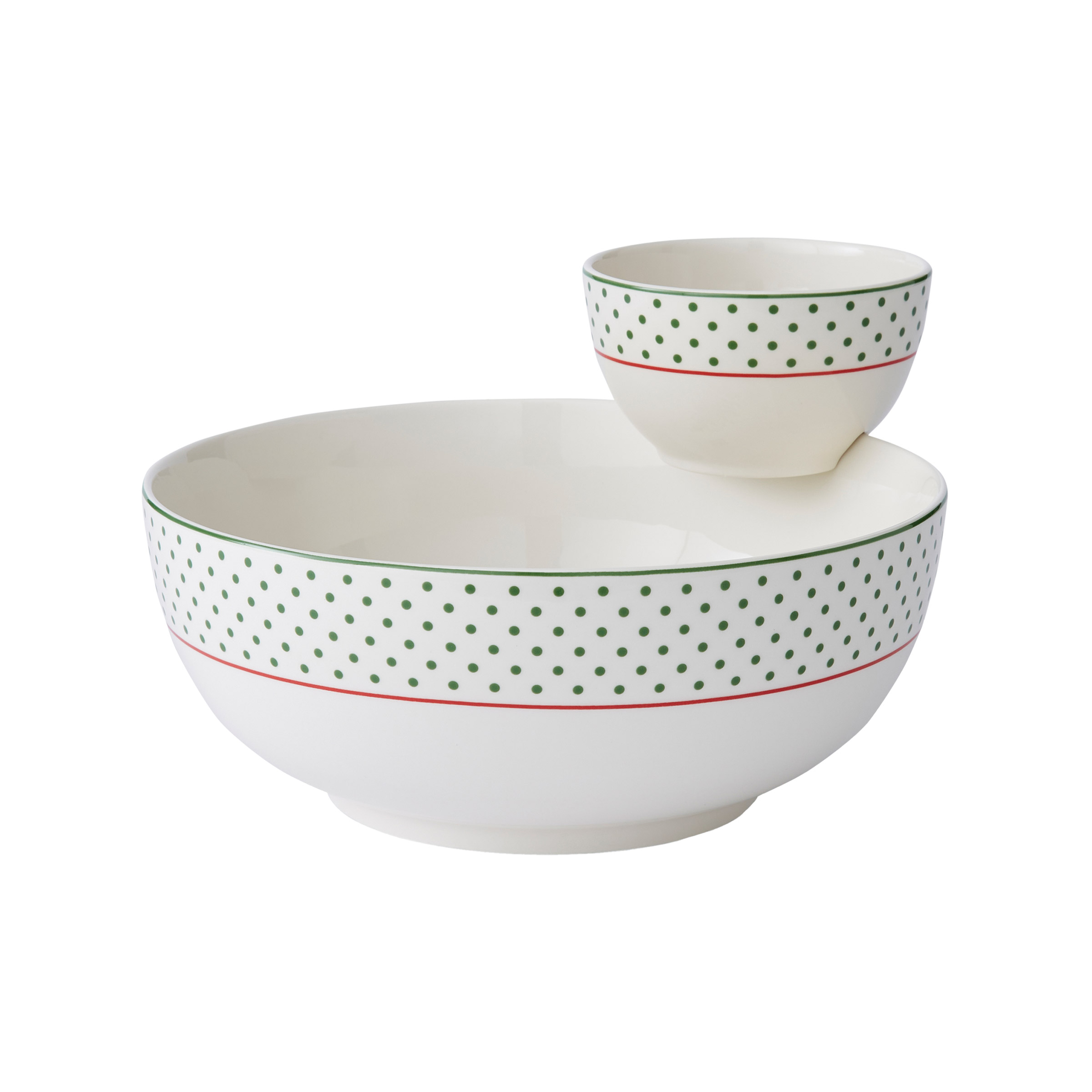 Spode Christmas Tree Collection, Polka Dot - Tiered Chip N' Dip, 2-pieces
