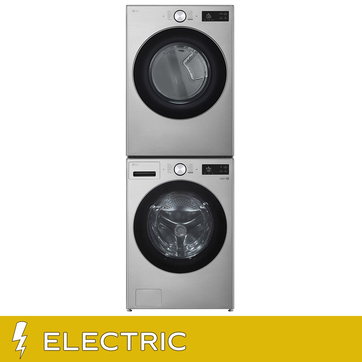 LG 5.0 cu. ft. Mega Capacity Smart Front Load Washer with TurboWash and LG 7.4 cu. ft. Ultra Large Capacity Smart Front Load Electric Dryer with Stacking Kit
