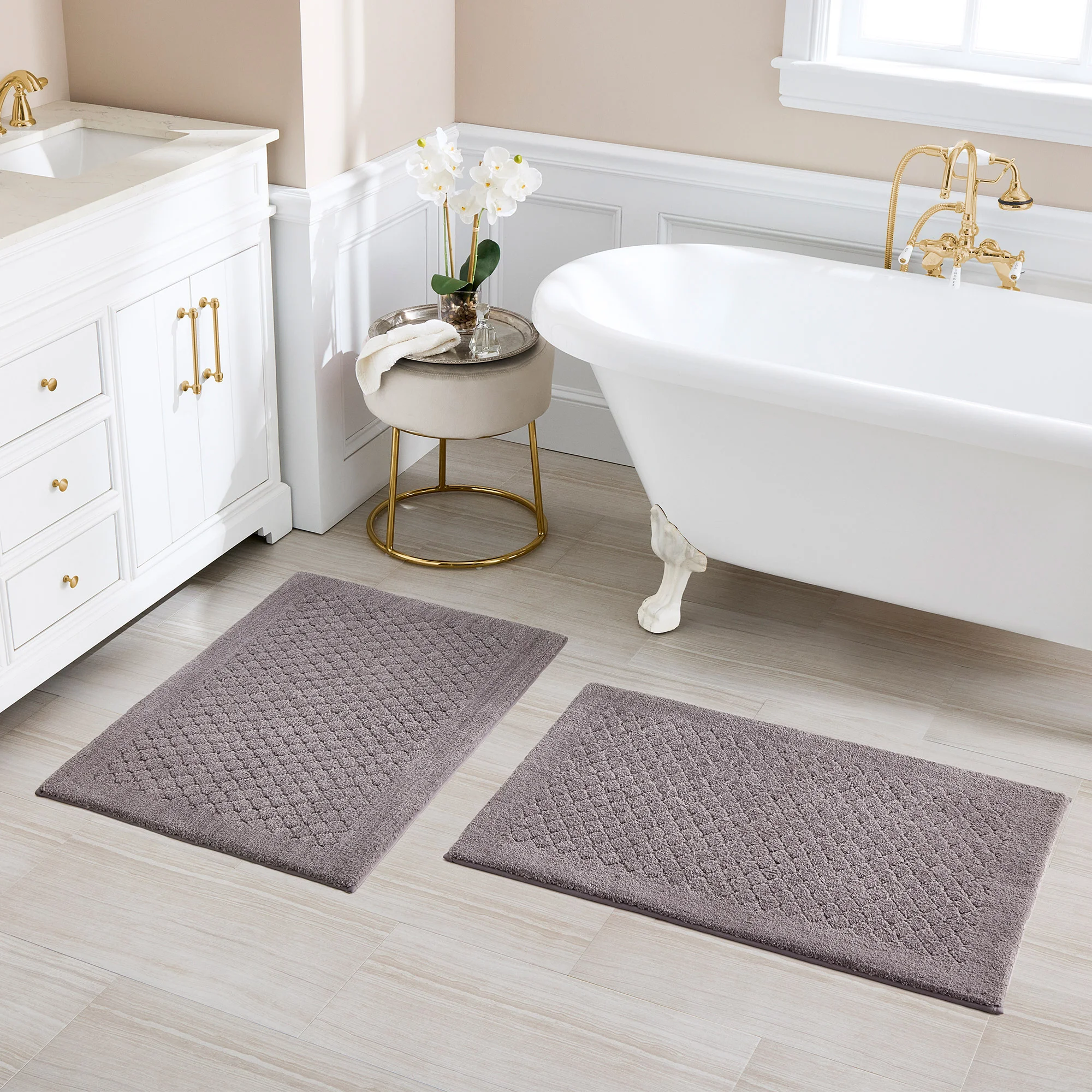 Charisma Drylon Diamond Bath Rugs, 2-pack Gray