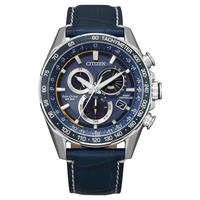 Citizen Eco-Drive Luxury PCAT Stainless Steel Blue Dial Men's Quartz Watch, 43mm