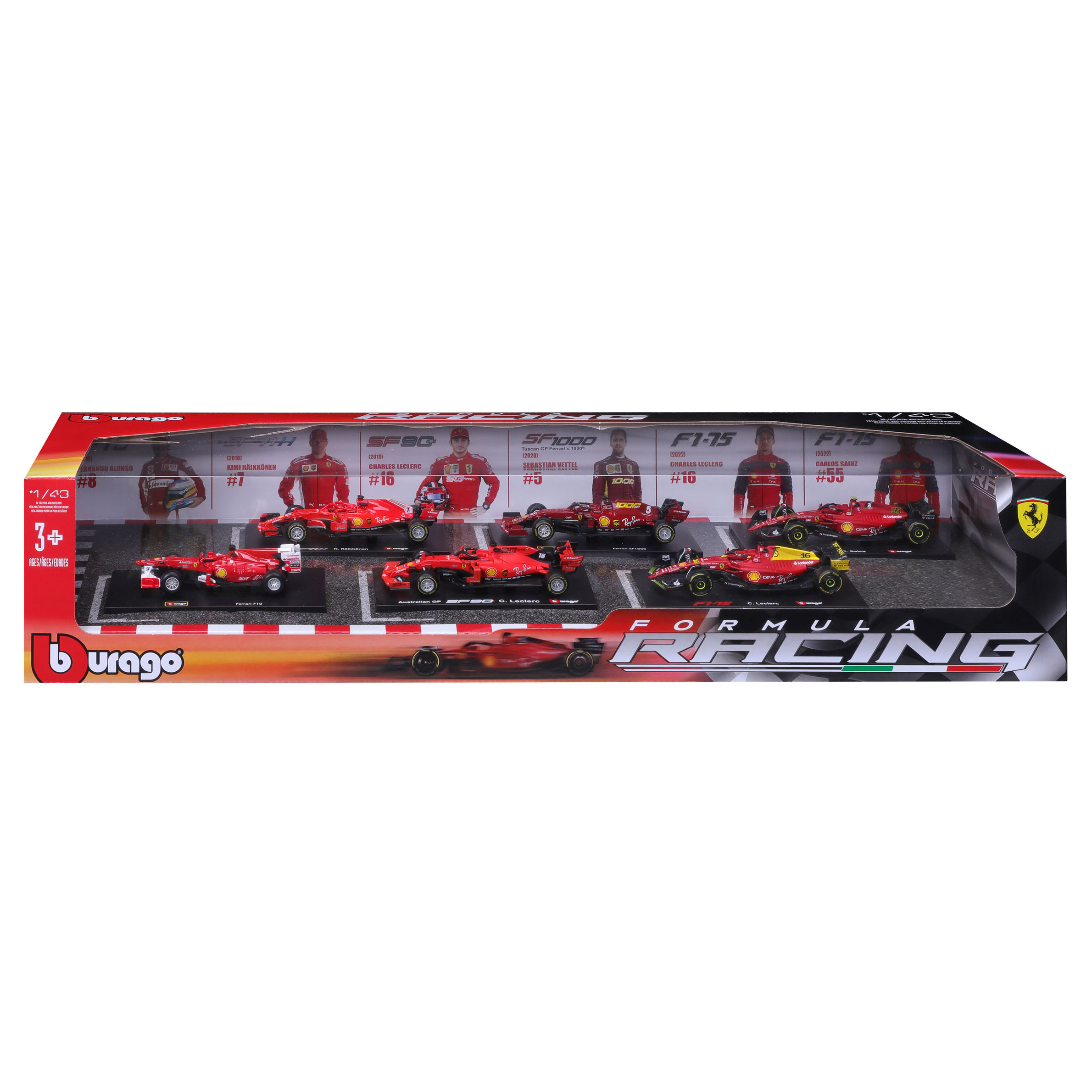 BURAGO Formula 1 Ferrari -  1:43 Die Cast (6-pack)