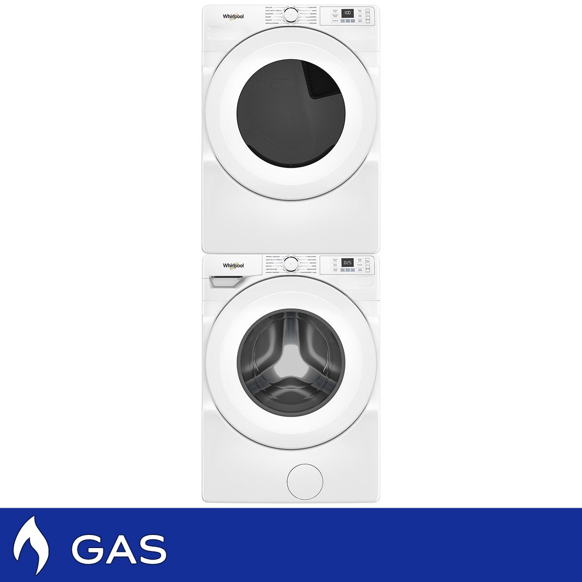 Whirlpool 4.5 cu. ft. Front Load Washer and 7.4 cu. ft. Front Load GAS Dryer with Stacking Kit