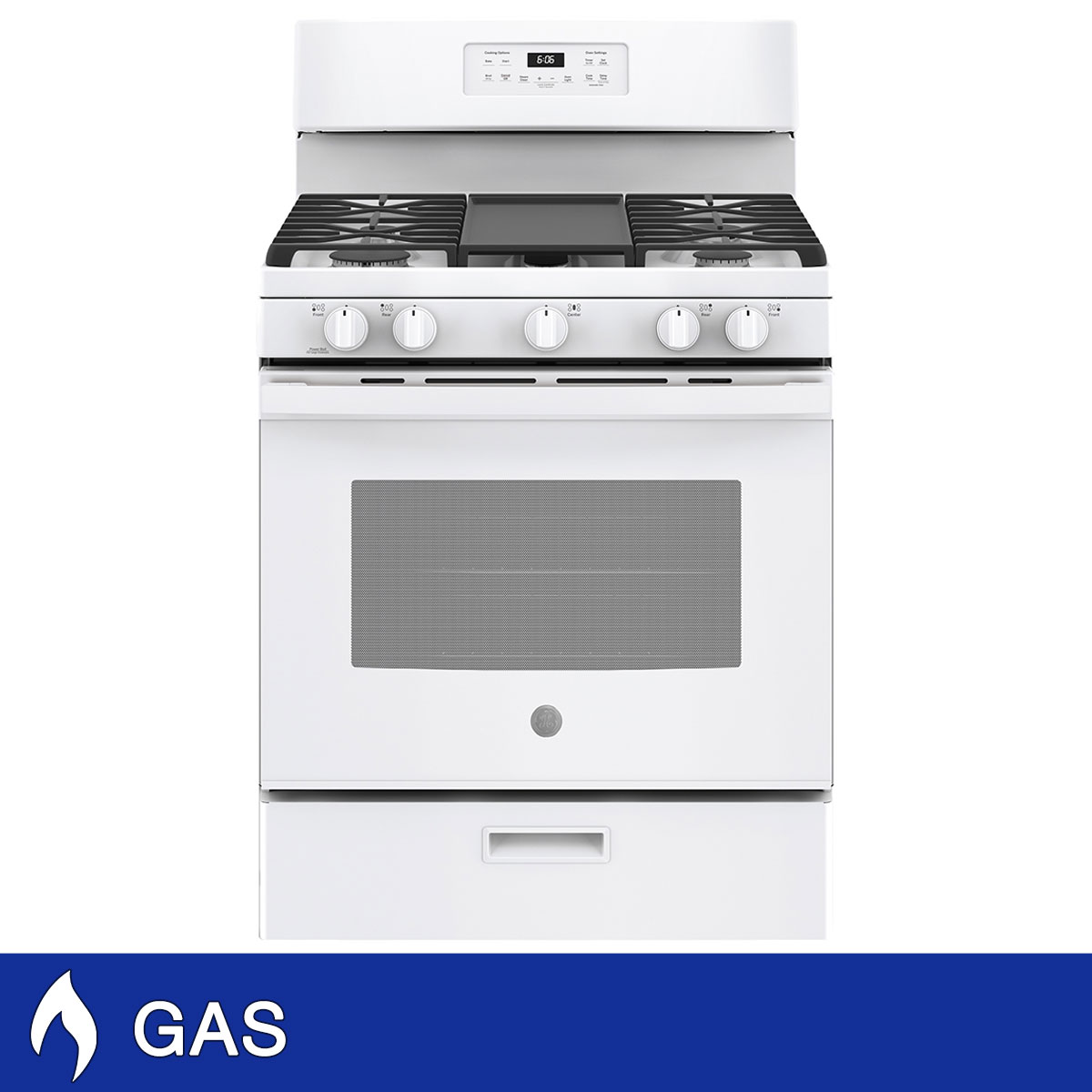 GE 30" 5.0 cu. ft. GAS Free-Standing Range with Center Oval Burner  Edge-to-Edge Cooktop