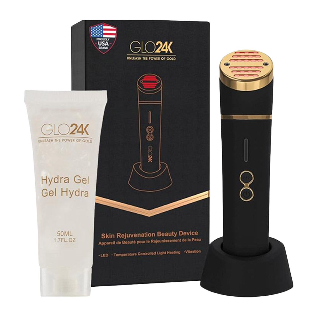 GLO24K Red Light LED Rejuvenation Device with Heat / Vibration + Hydra Gel  | Costco