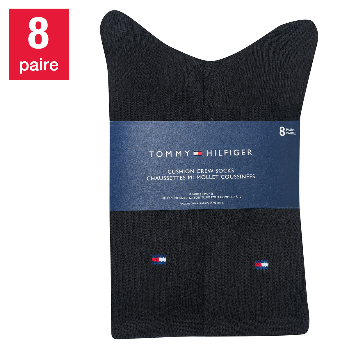 Tommy Hilfiger - Chaussettes mi-mollet pour homme, 8-paires