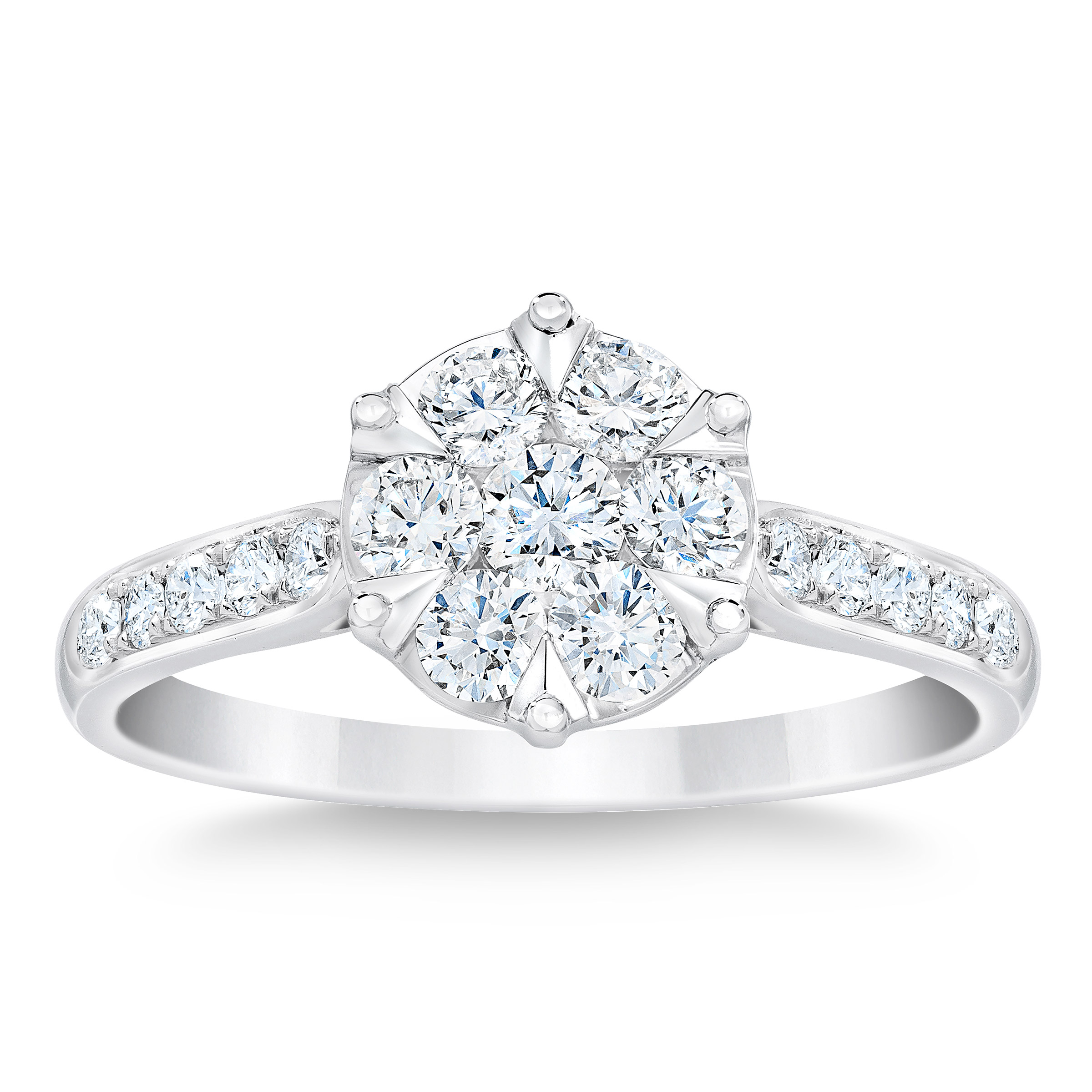 Round Brilliant 0.75 ctw VS2 Clarity  G Color Diamond 14kt White Gold Ring