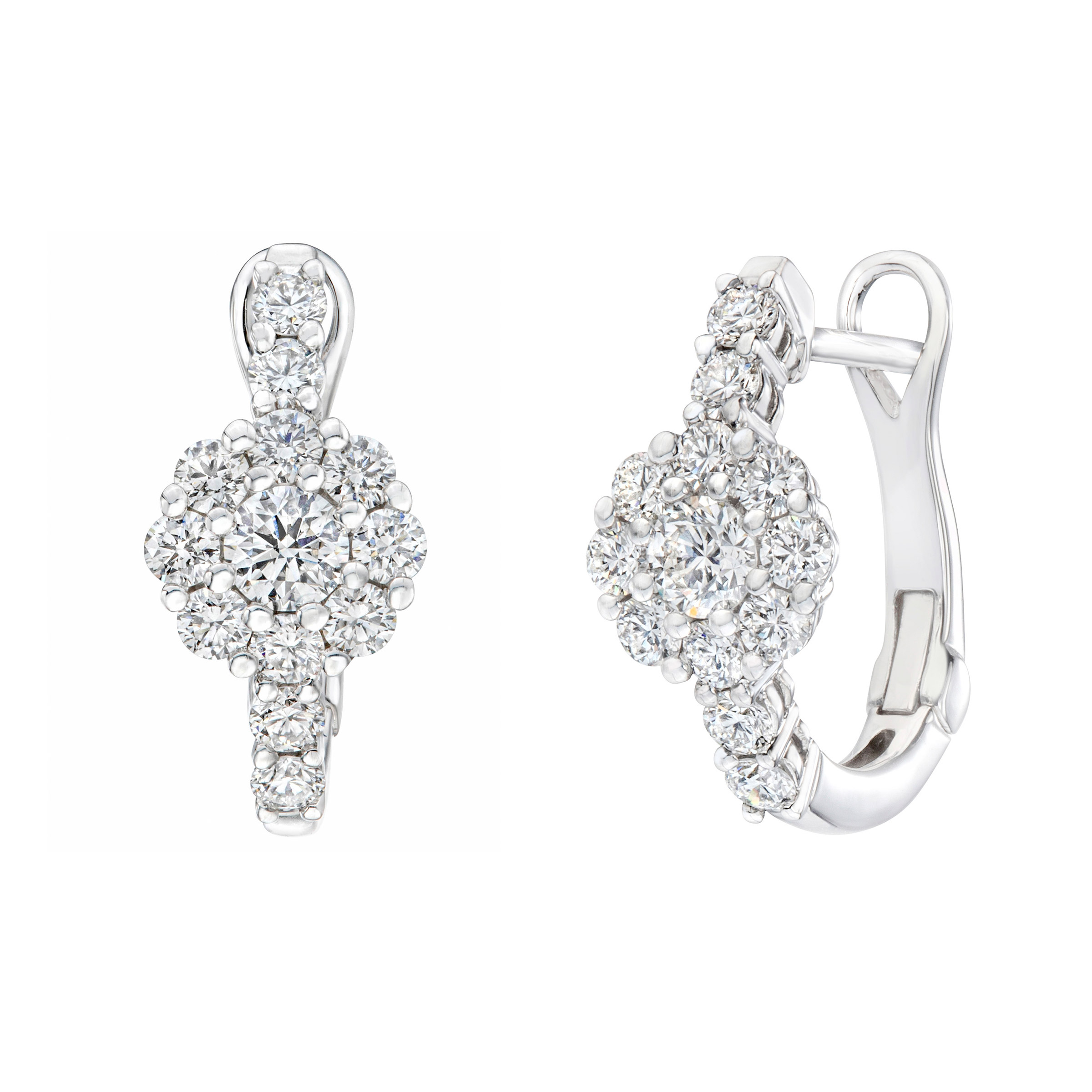Round Brilliant Diamond Halo Hoop Earrings (1.01 ctw)