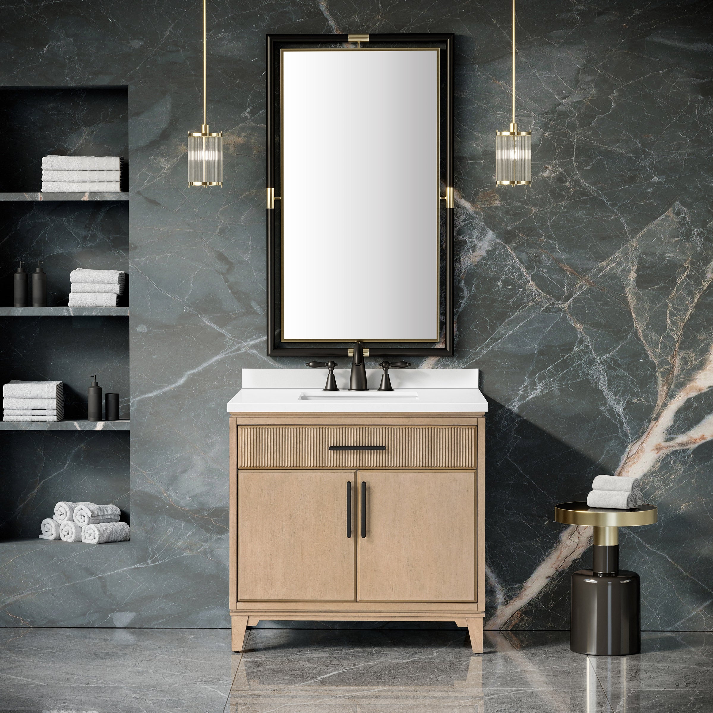 Loxley Rowe Marbella Bath Vanity in Sahara Birch | Costco