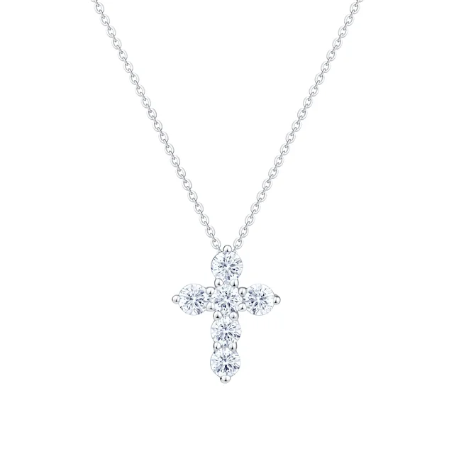 Round Brilliant 0.50 ctw VS2 Clarity, I Color Diamond 14kt Gold Cross Pendant, White Gold