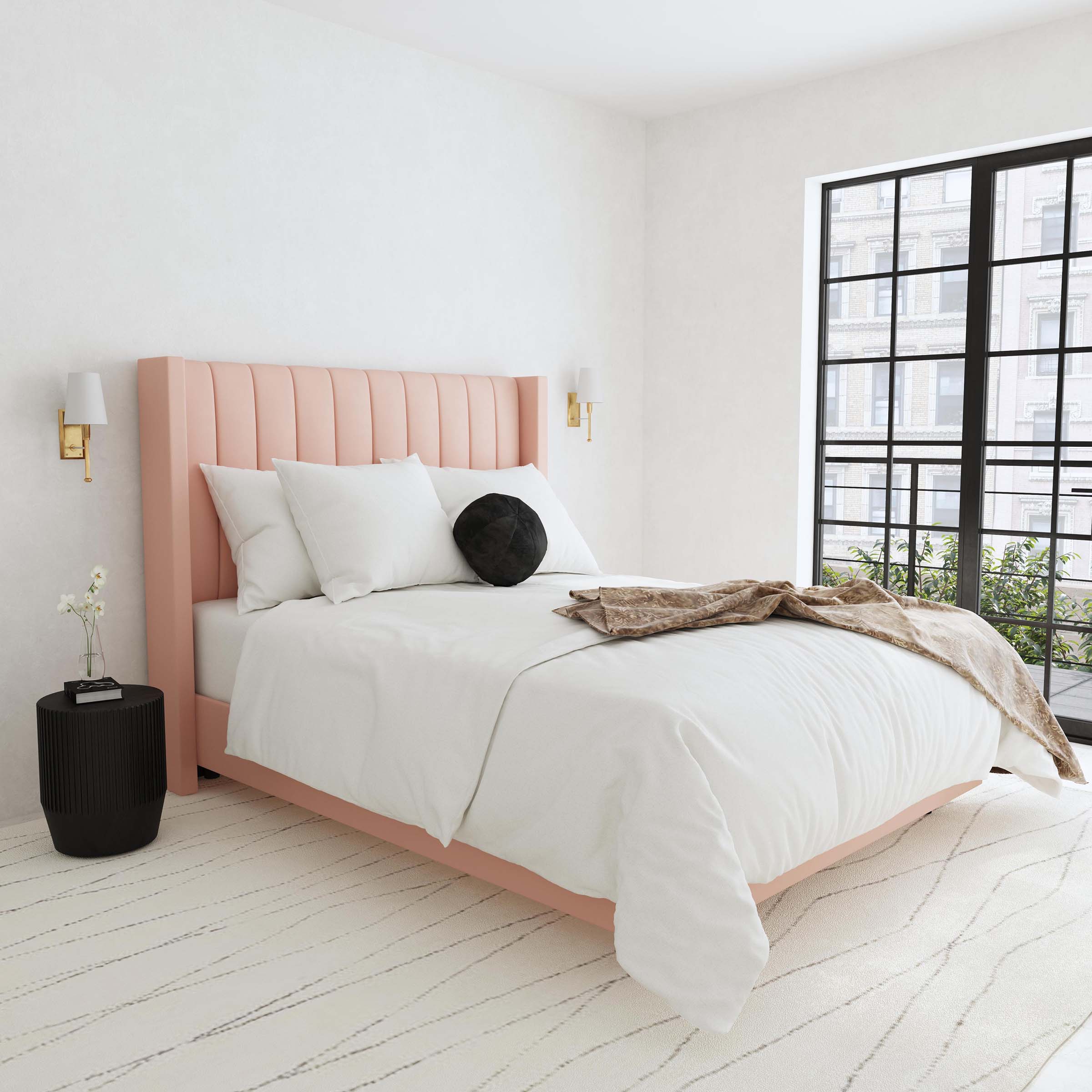 COSTCO WHITE Kostner Velvet Wingback Bed