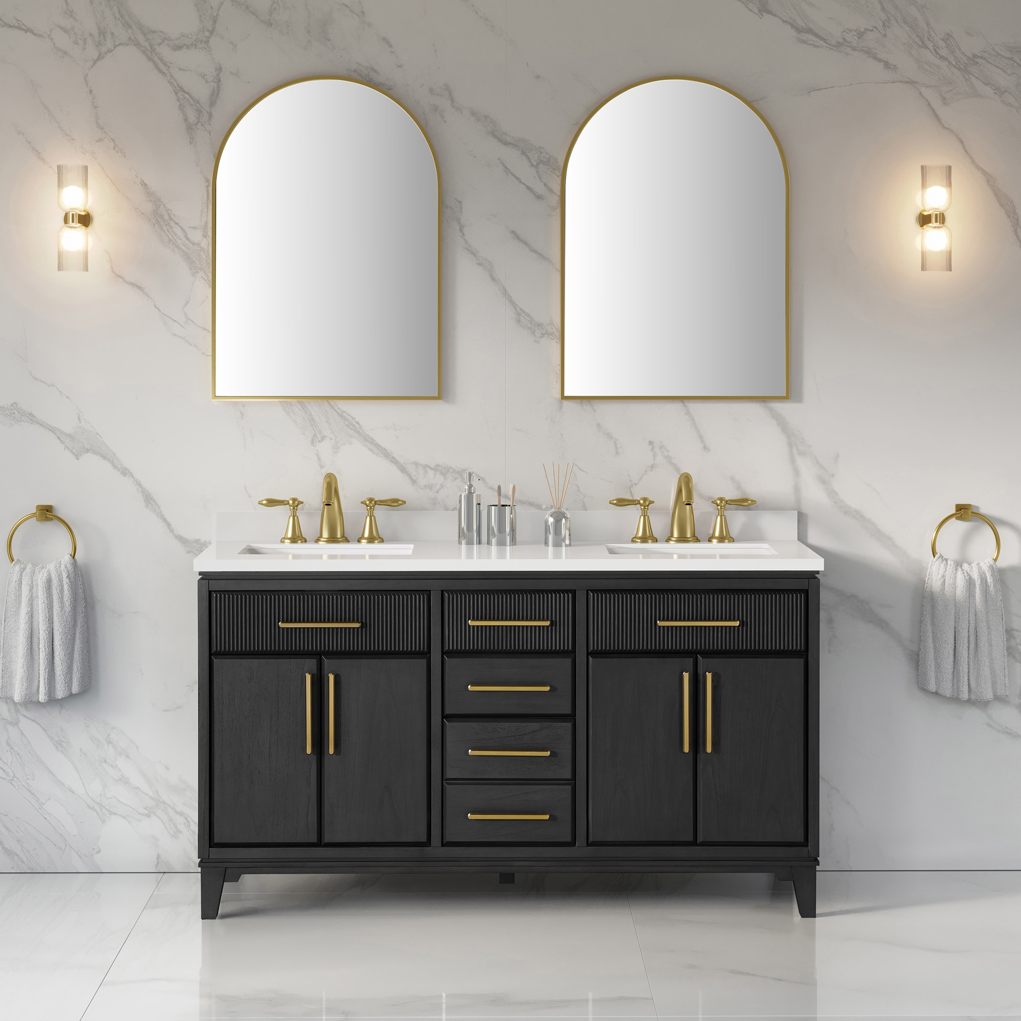 Loxley Rowe Marbella Vanity in Dark Ebony with Quartz Top
