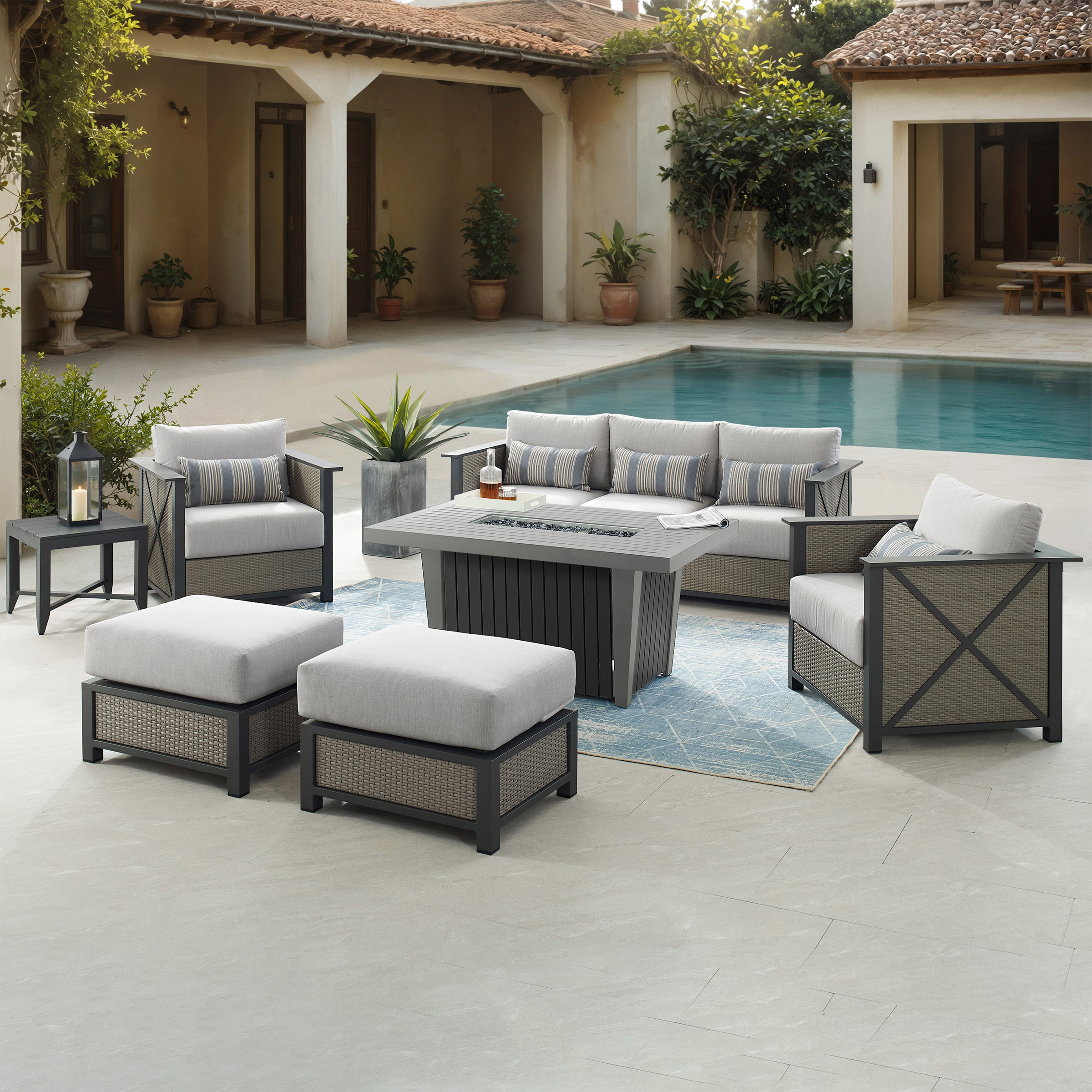 Sirio Chelsey 7-piece Fire Outdoor Patio Seating Set