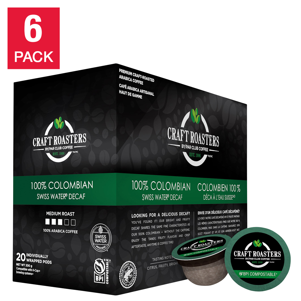 Club Coffee Craft Roasters Colombian Decaf K-Cup Pods, 120-count 