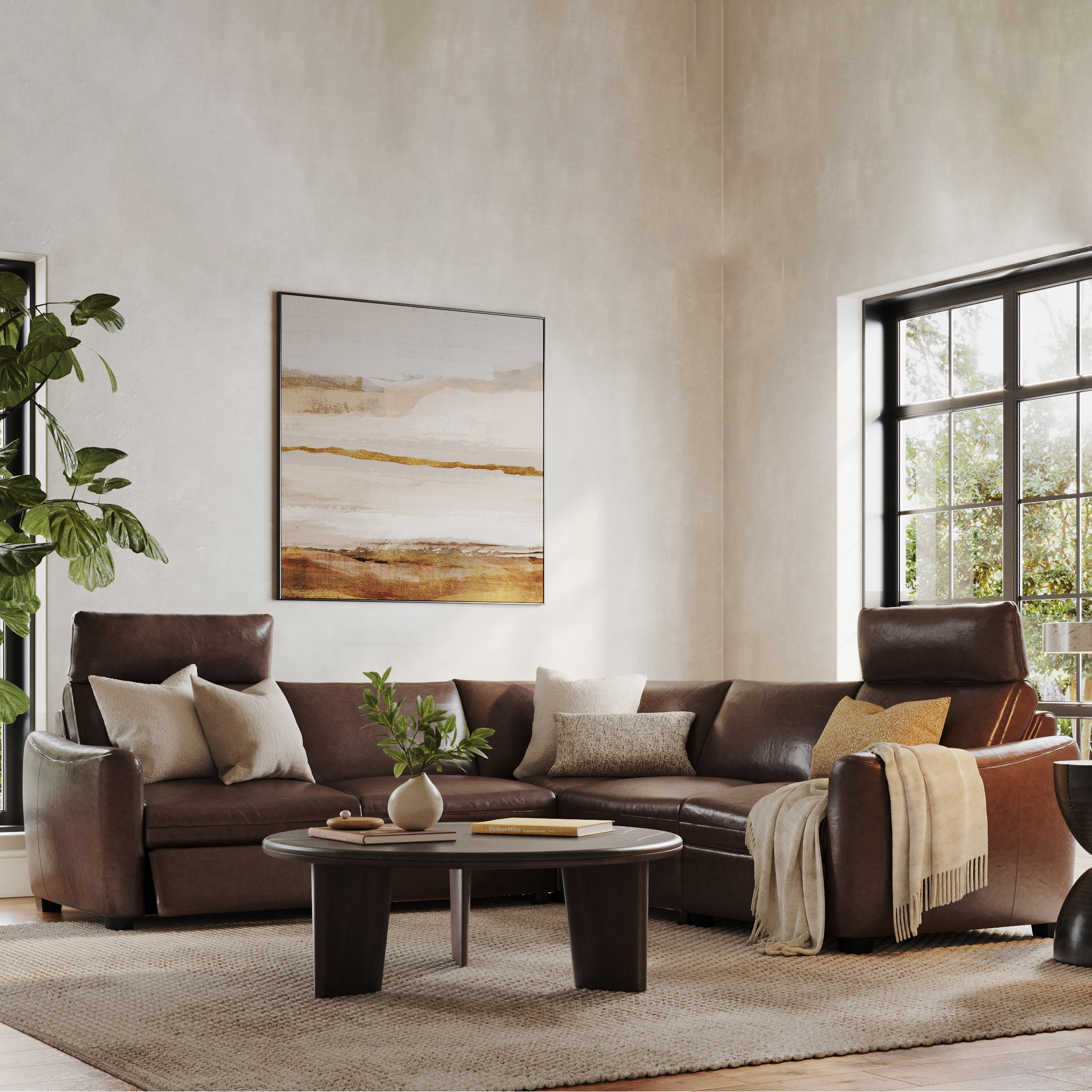 Palliser Mori 5-piece Top-grain Leather Power Reclining Sectional