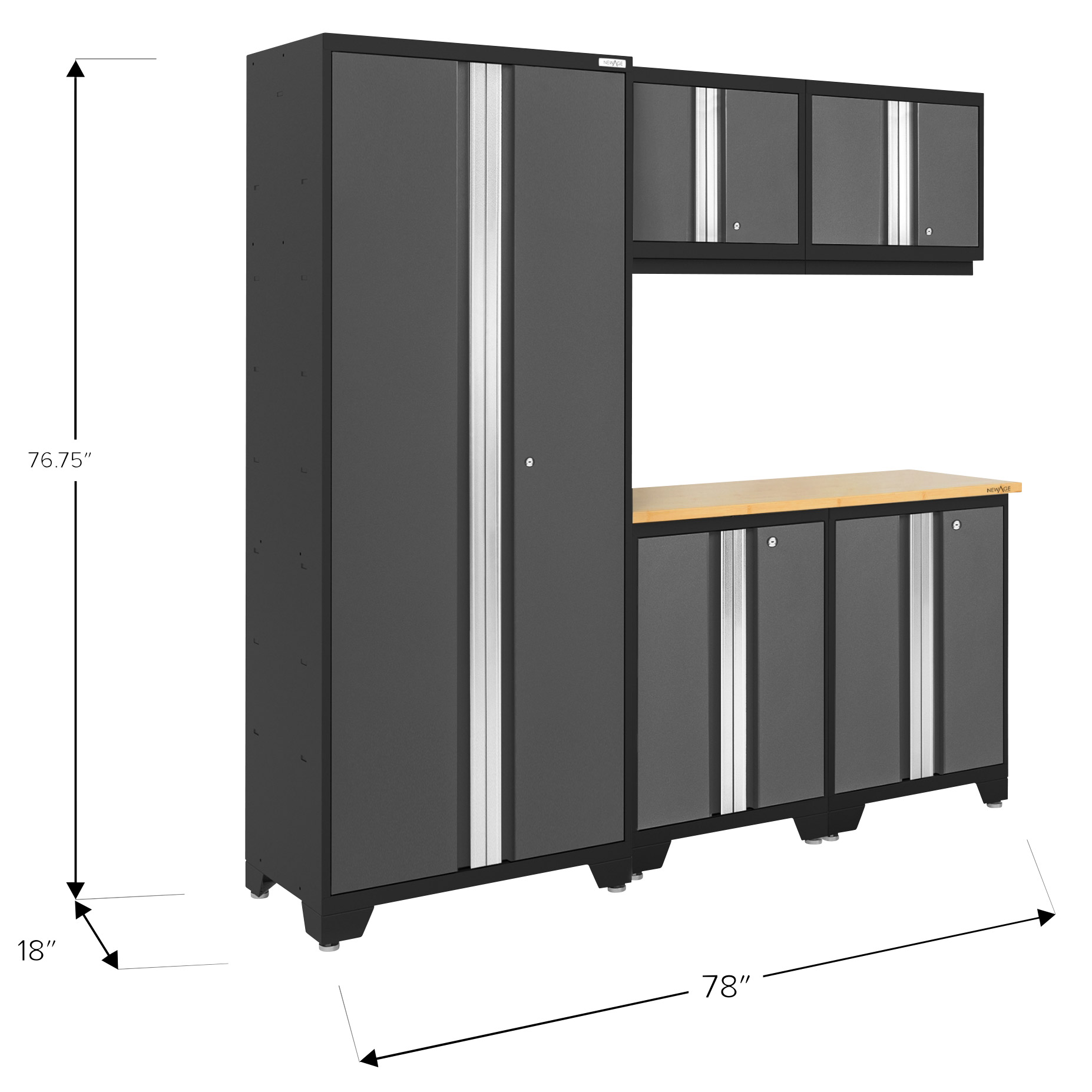 NewAge Products Bold Series 6-piece Cabinet Set with 30 in. Locker