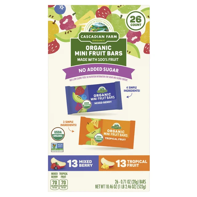 CASCADIAN FARM ORGANIC FRUIT BARS 26 COUNT BOX