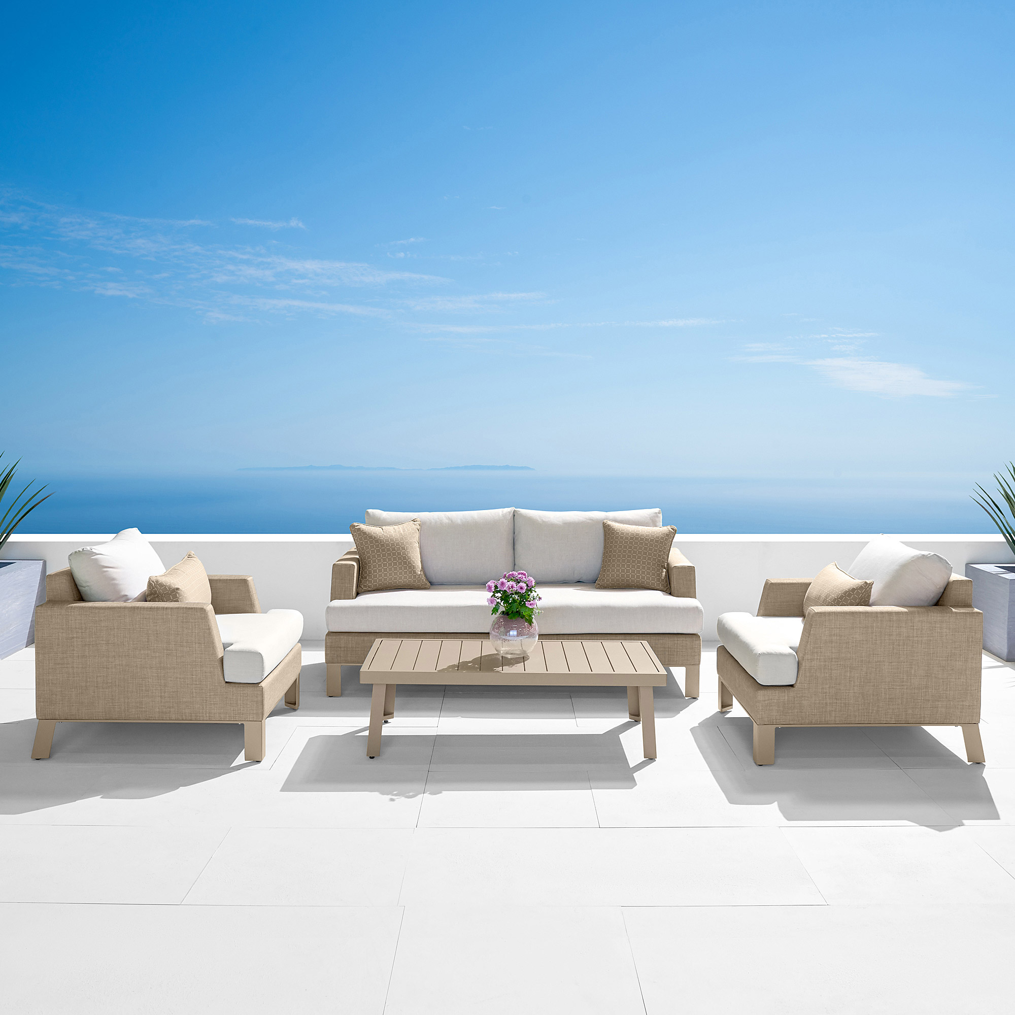 Modern Sling 4-piece Outdoor Patio Seating Set