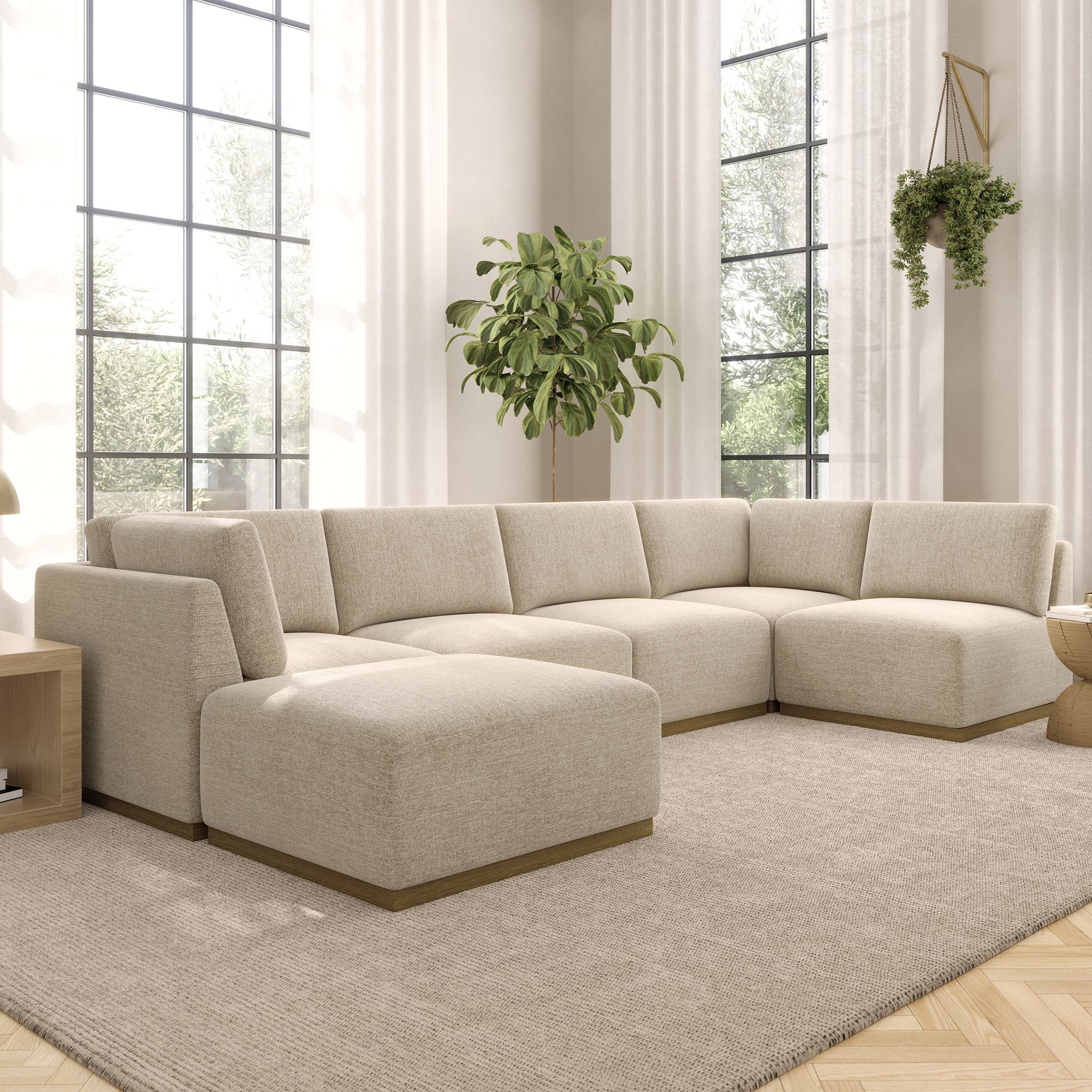 Henredon Murphy Fabric 6-piece Modular Sectional with Ottoman
