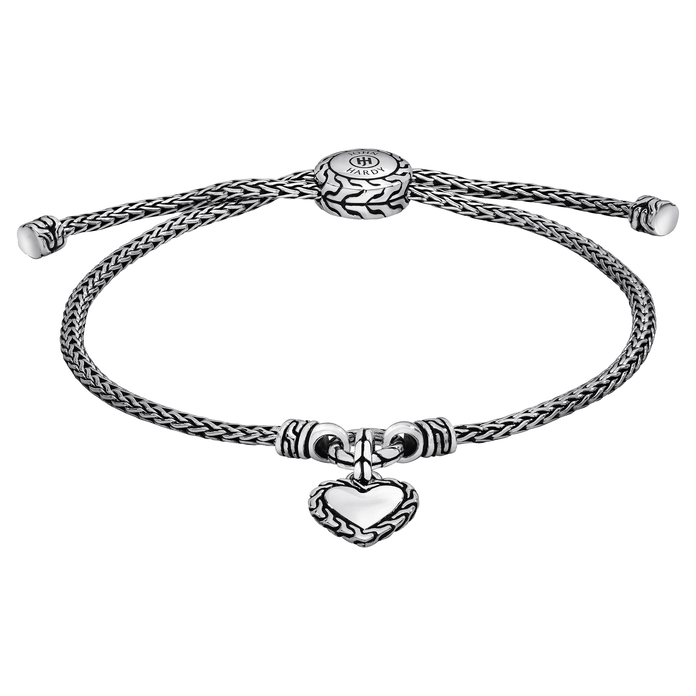 John Hardy Classic Chain Pull Through Silver Bracelet with Heart
