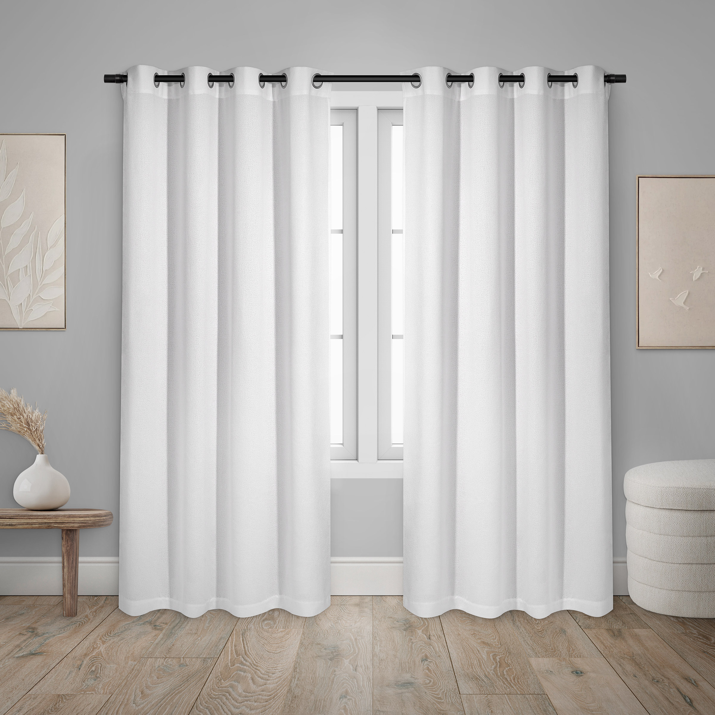 Safdie & Co. Heathered Light Filtering Curtain Panel, 2-panel