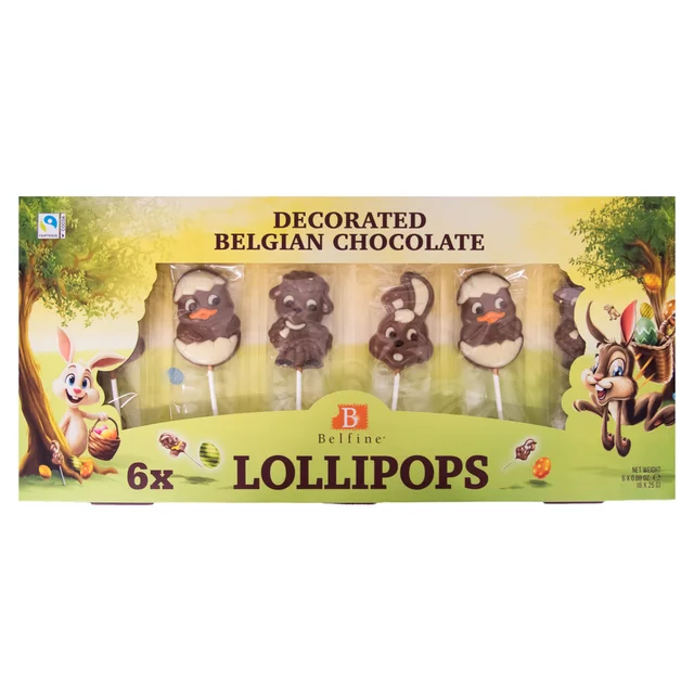 BELFINE CHOCOLATE LOLLIPOPS 6 CT