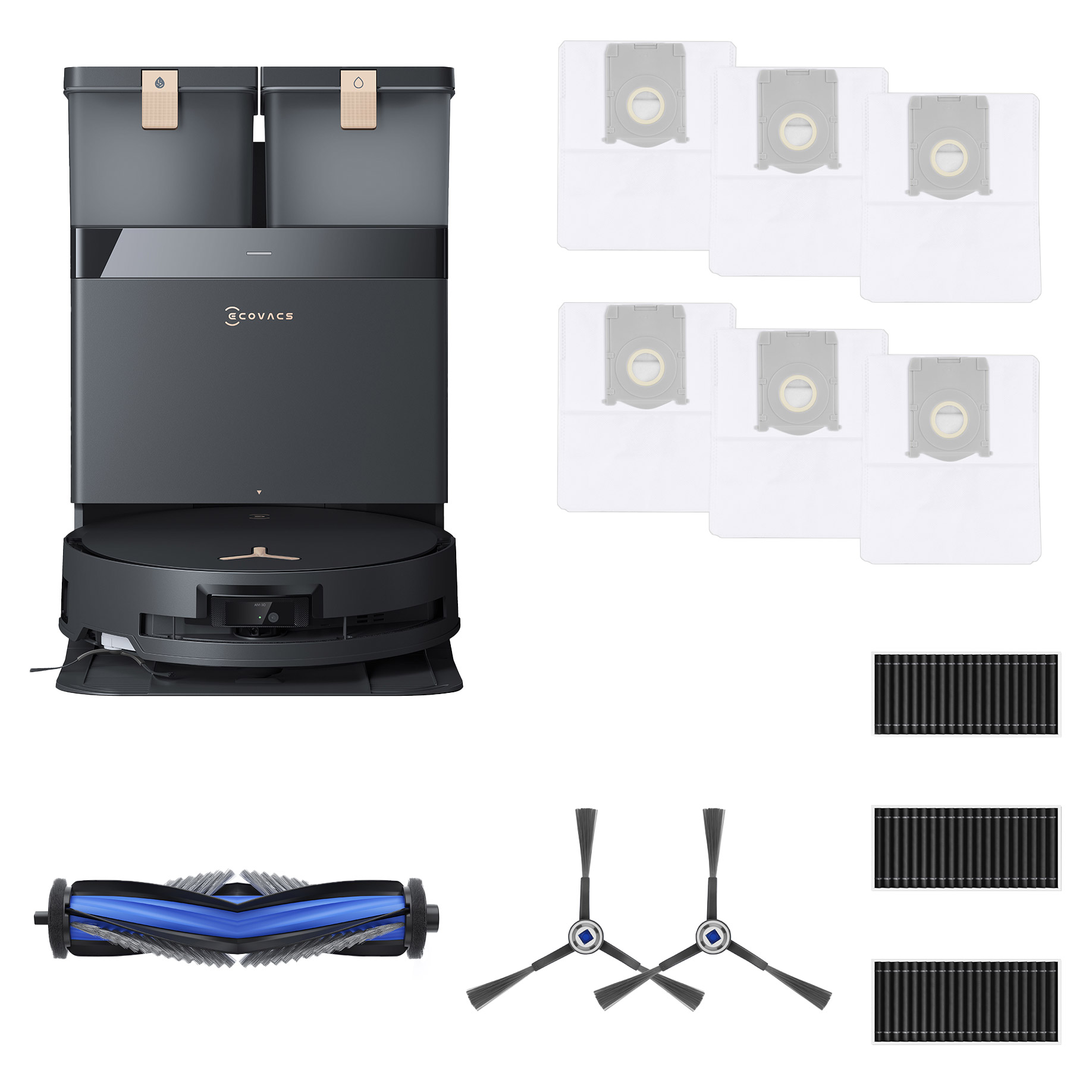 Ecovacs X8 PRO OMNI CARE Robot Vacuum and Instant Self-Washing Roller Mop Bundle