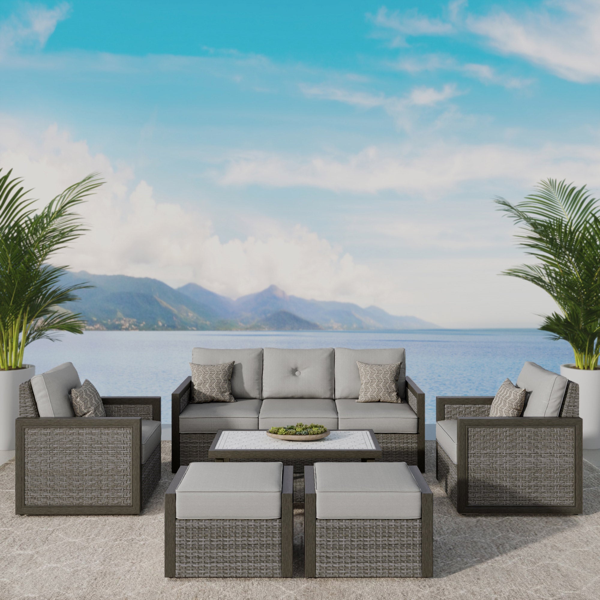 Grand Leisure Logan 6-piece Outdoor Patio Deep Seating Set | Costco