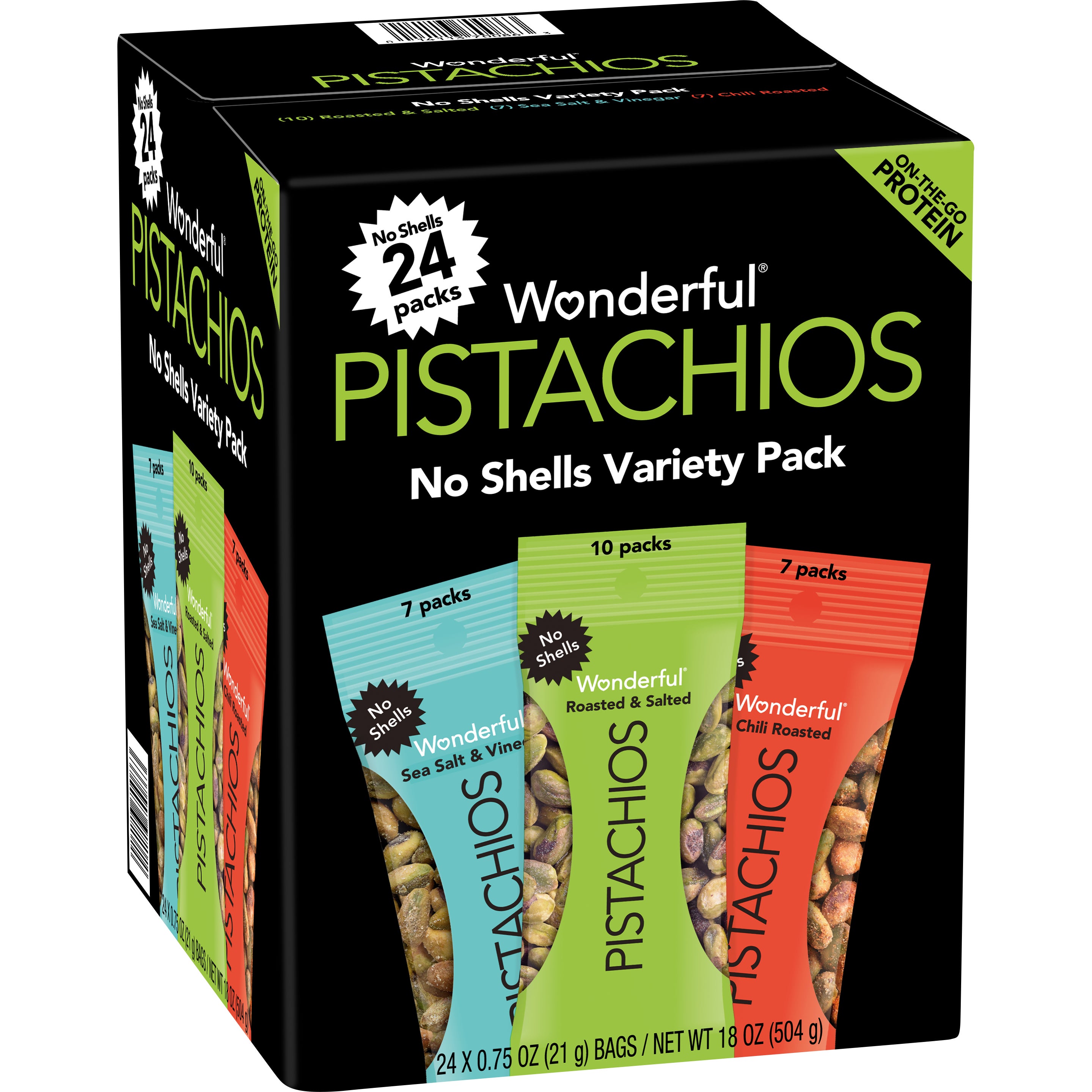 Wonderful Pistachios, No Shell, Variety Pack, 0.75 oz, 24 ct | Costco