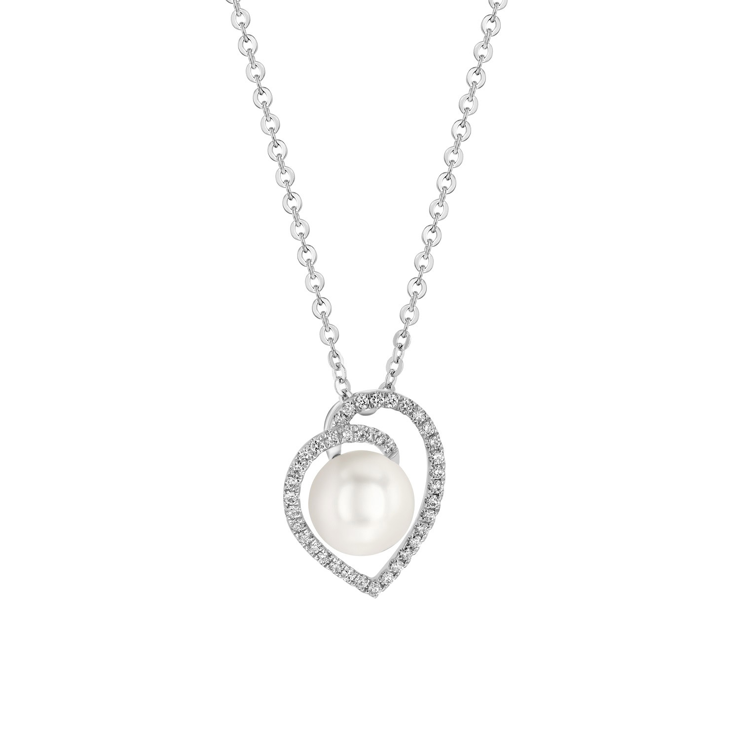 7 – 7.5 mm Cultured Akoya Pearl and Diamond Pendant (0.12 ctw)