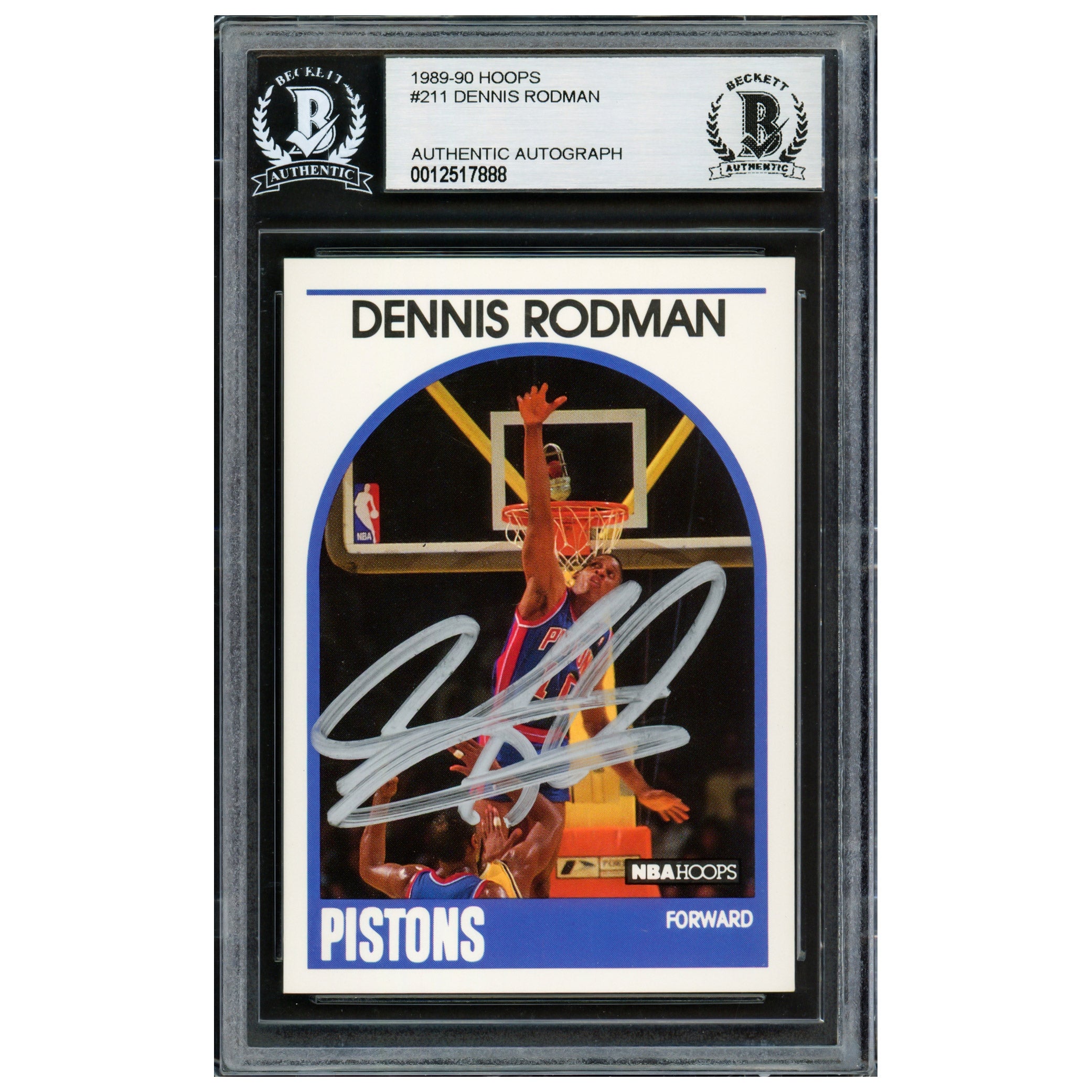 Dennis Rodman Autographed 1989-90 Hoops Card #211 Detroit Pistons 