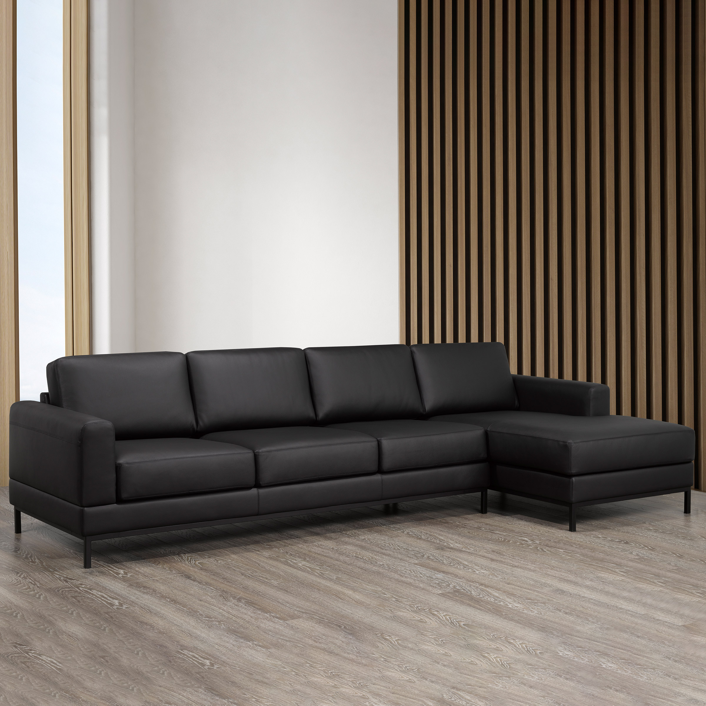 Galleria 2-piece Top Grain Leather Right-hand Facing Extended Sectional