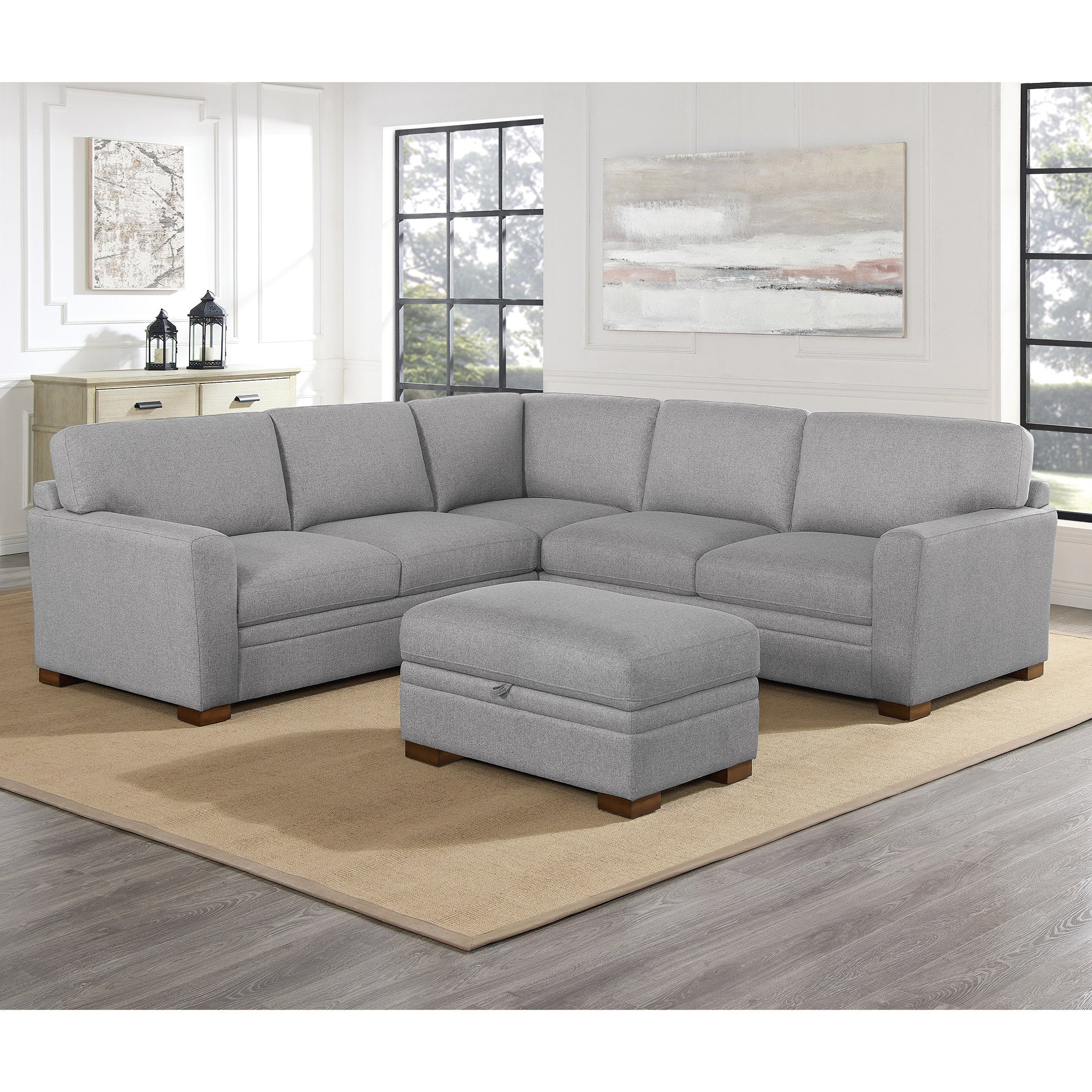 【現地取引のみ】Costco Thomasville L字ソファ Thomasville Langdon Fabric Sectional with Storage Ottoman | Costco