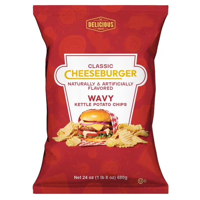 DELICIOUS SNACKS CHEESEBURGER CHIPS 24 OUNCE BAG