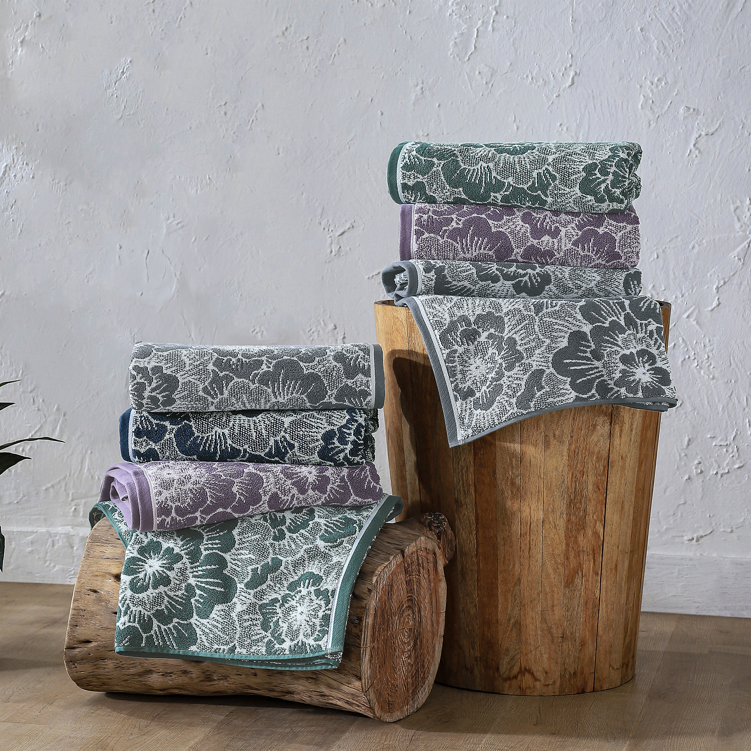 Floral Bath Towel, 2-pack: Purple